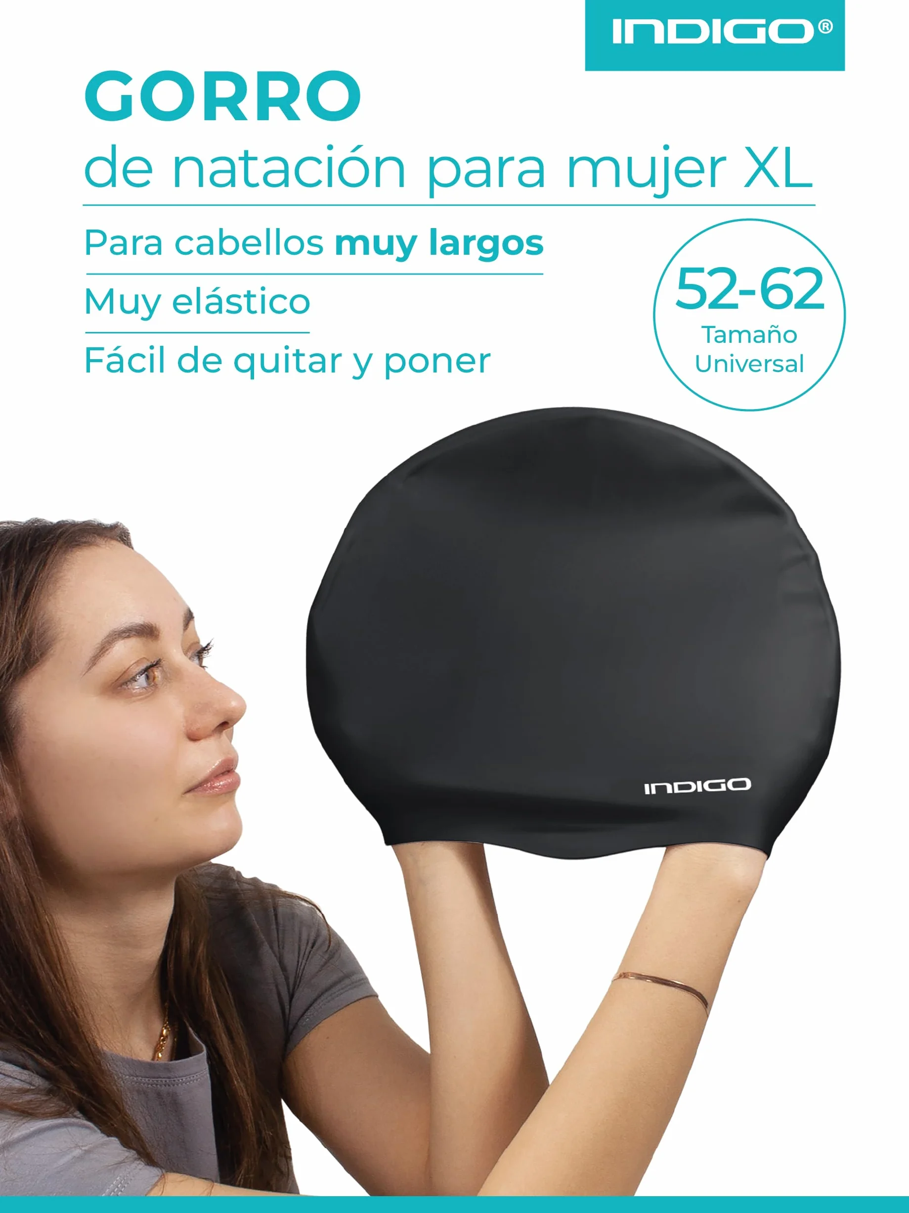 DRUNA Gorro de Natación Silicona Extra Grande Impermeable para Cabellos Largos