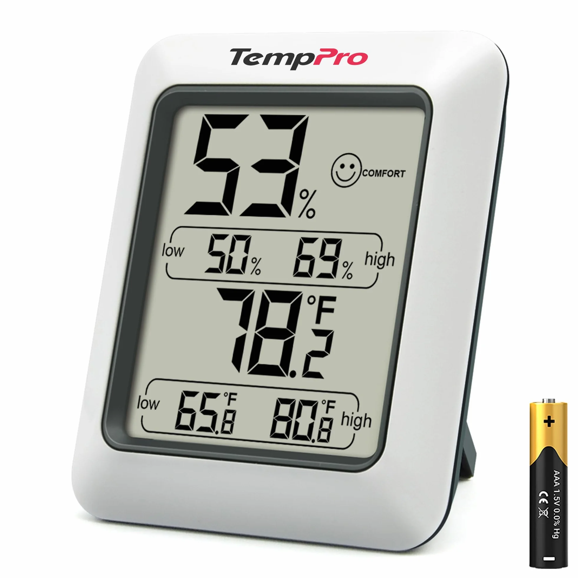 TempPro TP50 Termómetro Higrometro Digital para Interior Termohigrómetro Medidor Profesional para Medición de Temperatura y Humedad del Casa Ambiente