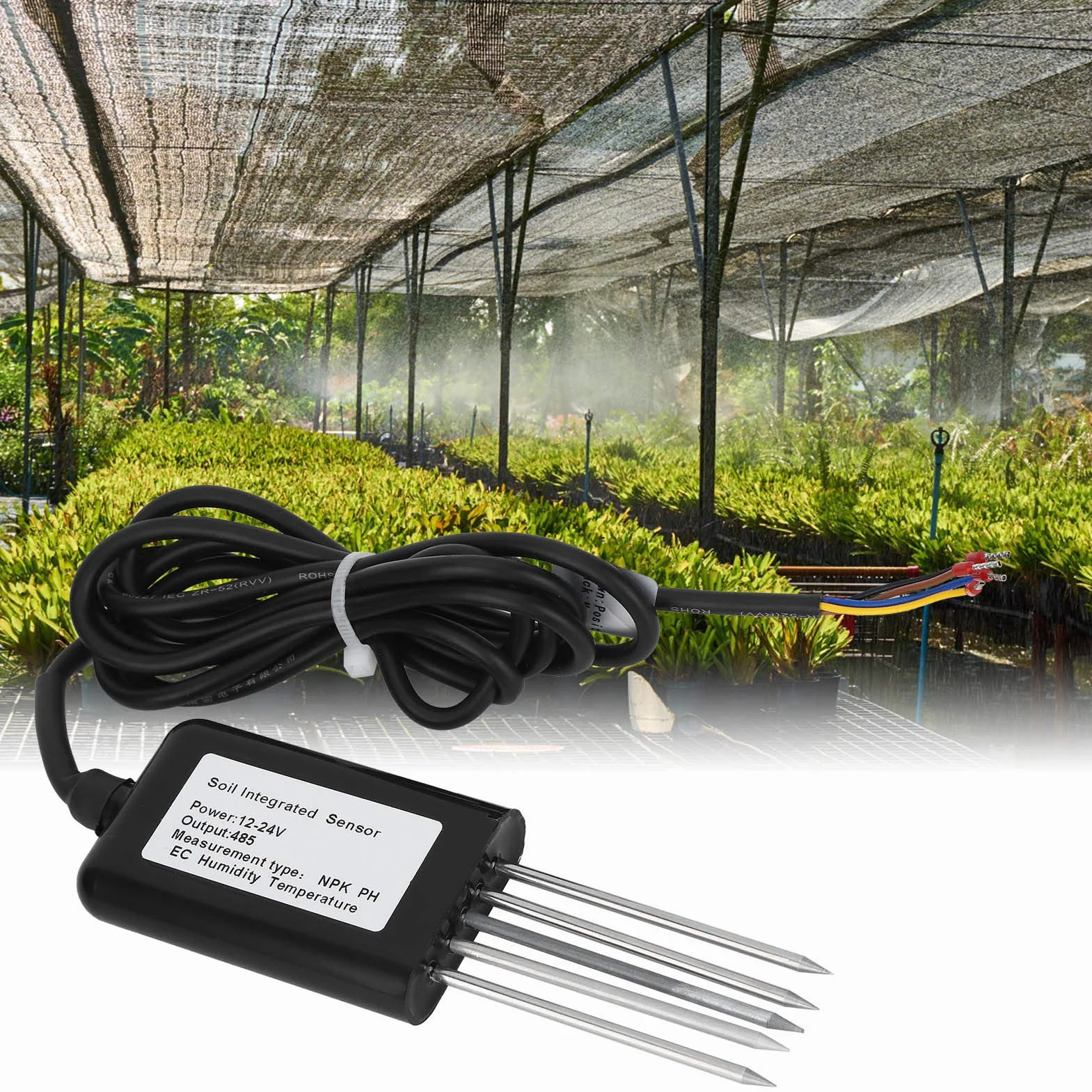 Haofy Sensor RS485 de PH NPK del Suelo de 5 Pines, Sensor EC del Suelo, Sensor de Temperatura y Humedad, Detector Práctico de Conductividad del Suelo, Jardín de Experimentos Científicos