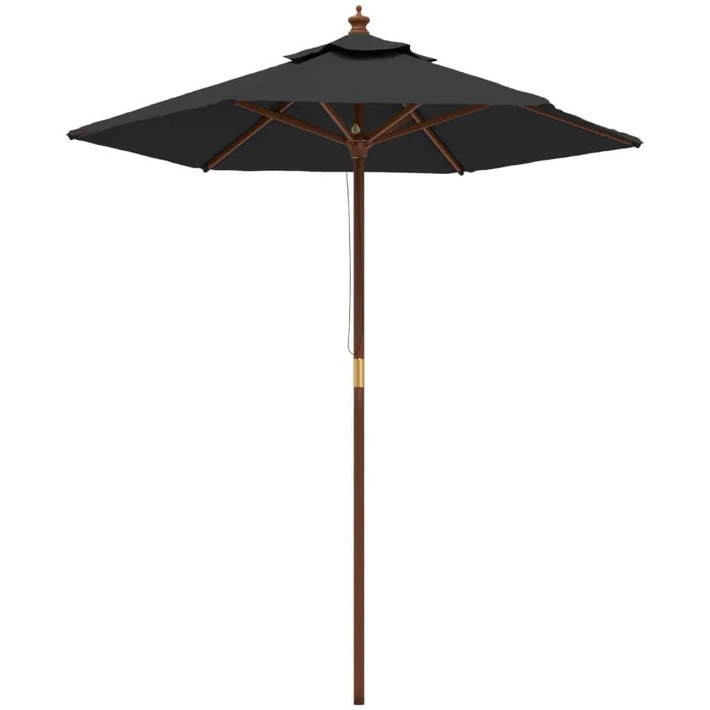 Genérico Sombrilla de jardín con Poste de Madera Negro 196x231 cm,Casa y jardín,Jardín,Artículos de Exterior,Sombrillas-363165