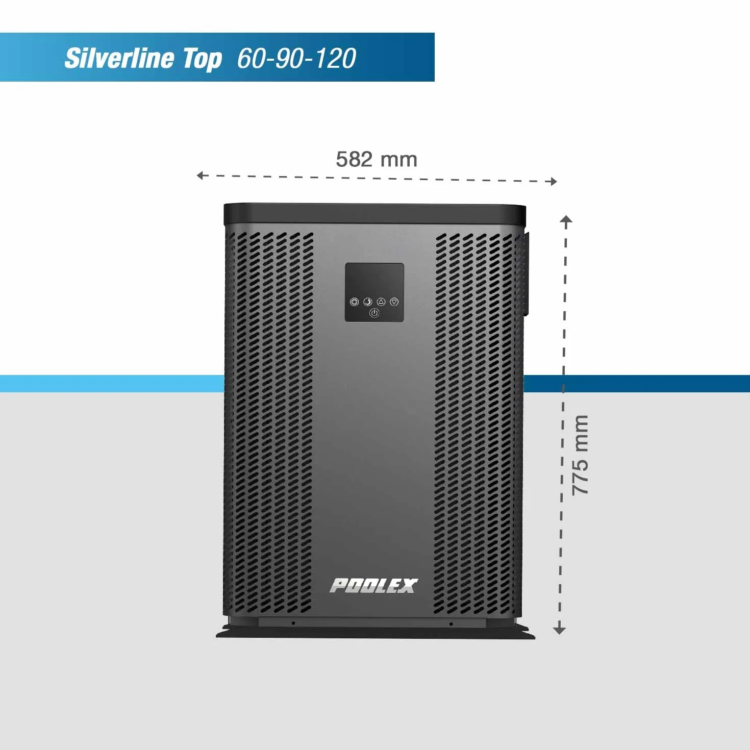 POOLEX PC-TOP060 Silverline Top – Bomba de calor vertical monofásica para piscina 20-40 m3 – Full Inverter – Calefacción y refrigeración – Diseño premium y duradero – Compatible con tratamiento de sal