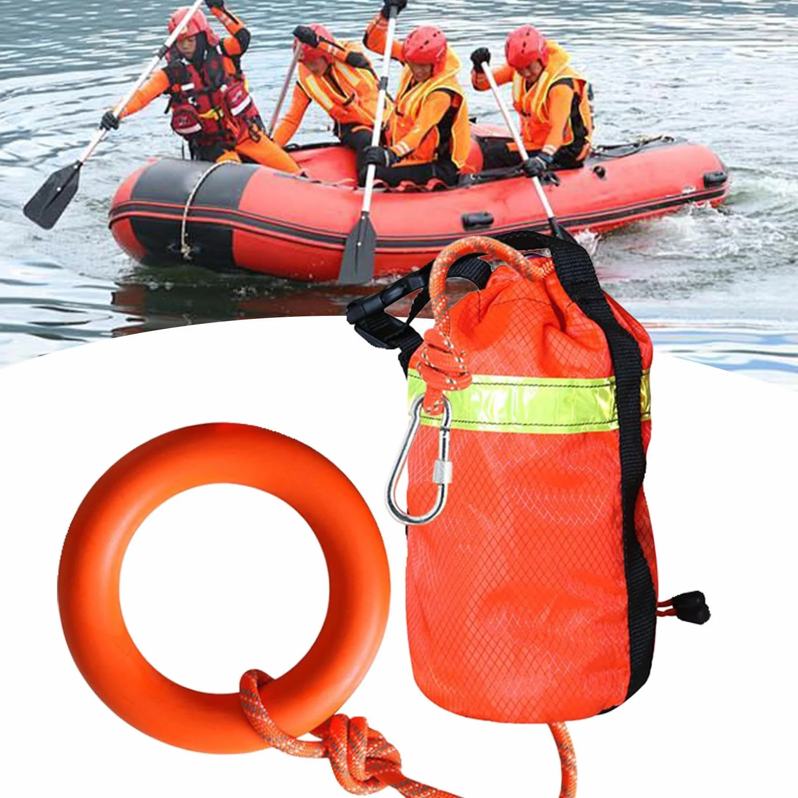 Cuerda de Rescate acuático Reflectante 16 m 500 kg Resistencia a la tracción Flotante para Rafting