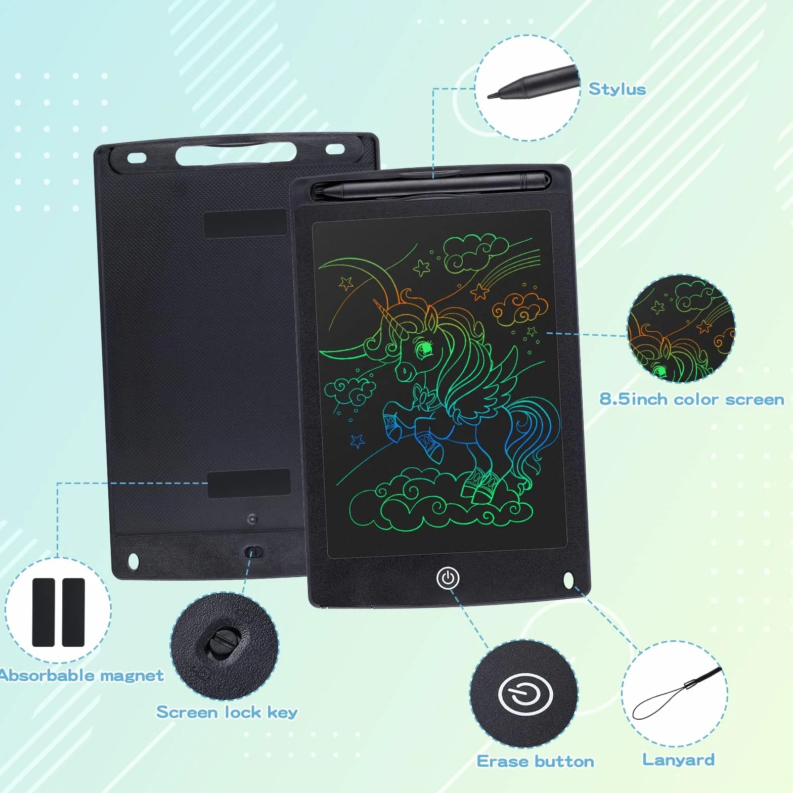 Vistoso Tableta de Escritura LCD 10 Pulgadas, Pizarra Mágica Reutilizable para Niños