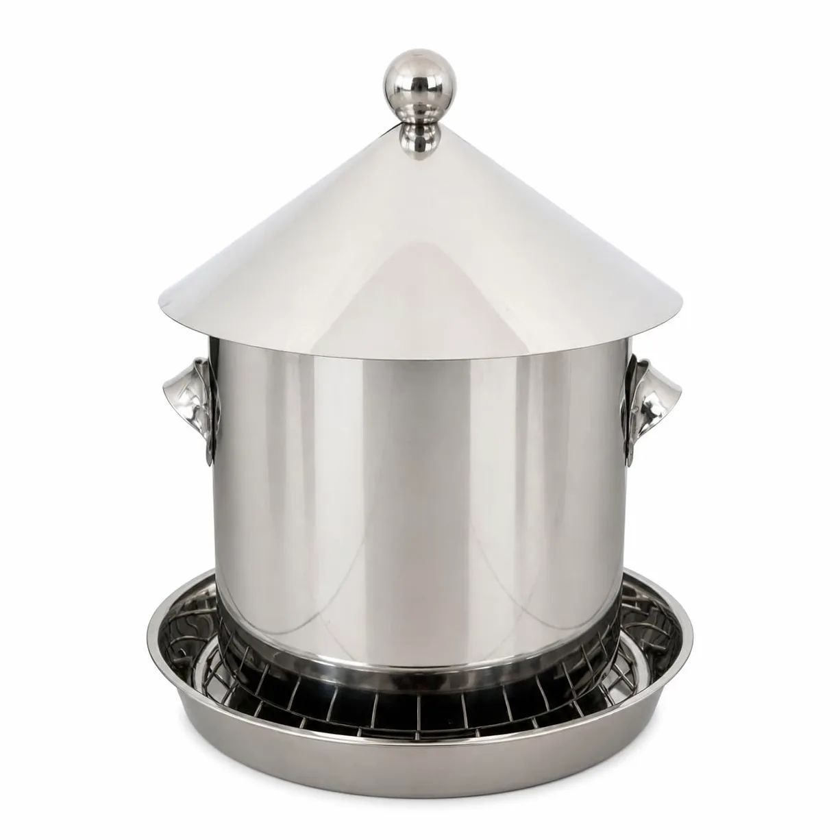 Comedero Automático para Gallinas, Antipájaros y, de Acero Inoxidable, para AV de Corral, 30 kilograms (15 kg)