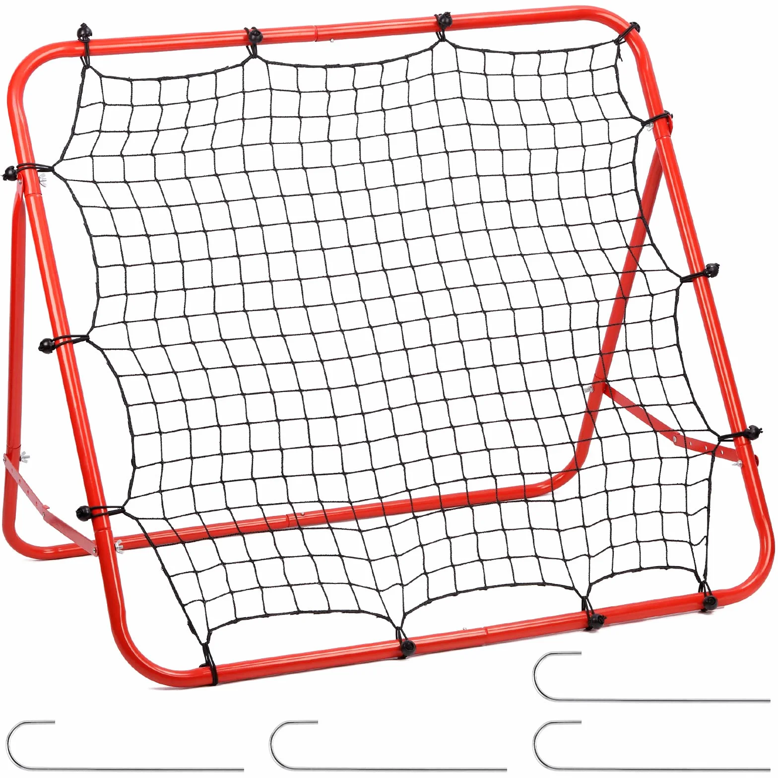 Swpeet Red de entrenamiento plegable con tubo grueso y kit de cuerda para práctica de fútbol en el patio trasero