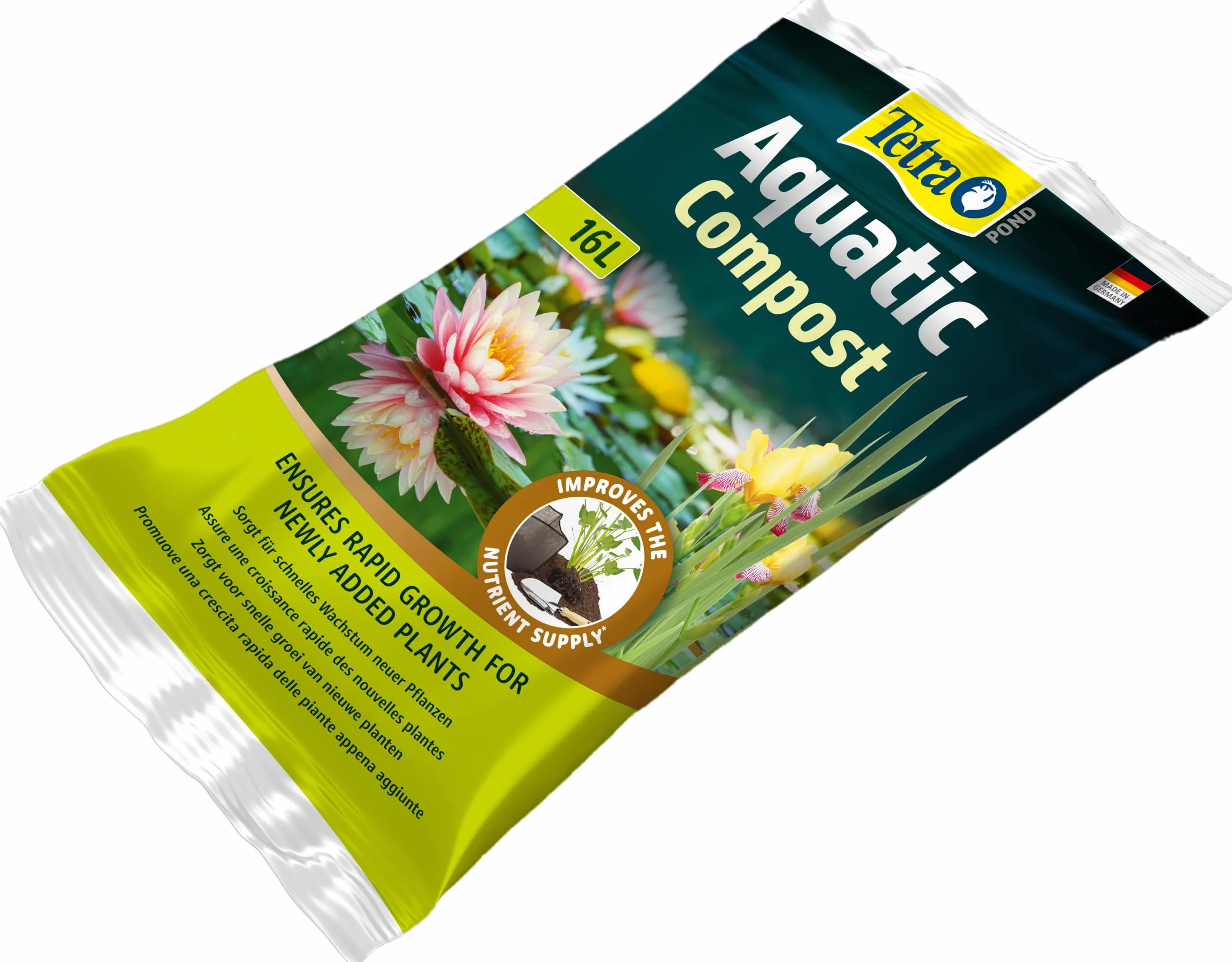 Tetra Pond AquaticCompost - Fertilizante, Tierra para Fondo de Cuenca - Nutrientes para Plantas de Estanque de jardín y Ornamento - Promueve el Crecimiento de Las Plantas - 16 L
