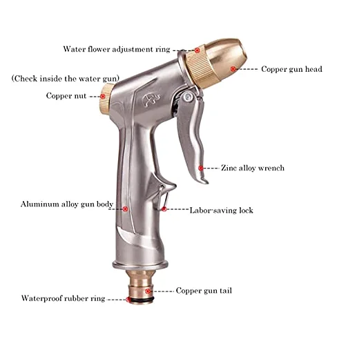 Pistola de agua de alta presión Boquilla ajustable de metal Jardinería Riego Manguera de lavado de autos Pistola de agua Pulverizador de latón Venta directa Pistola de agua de alta presión (Color : Y