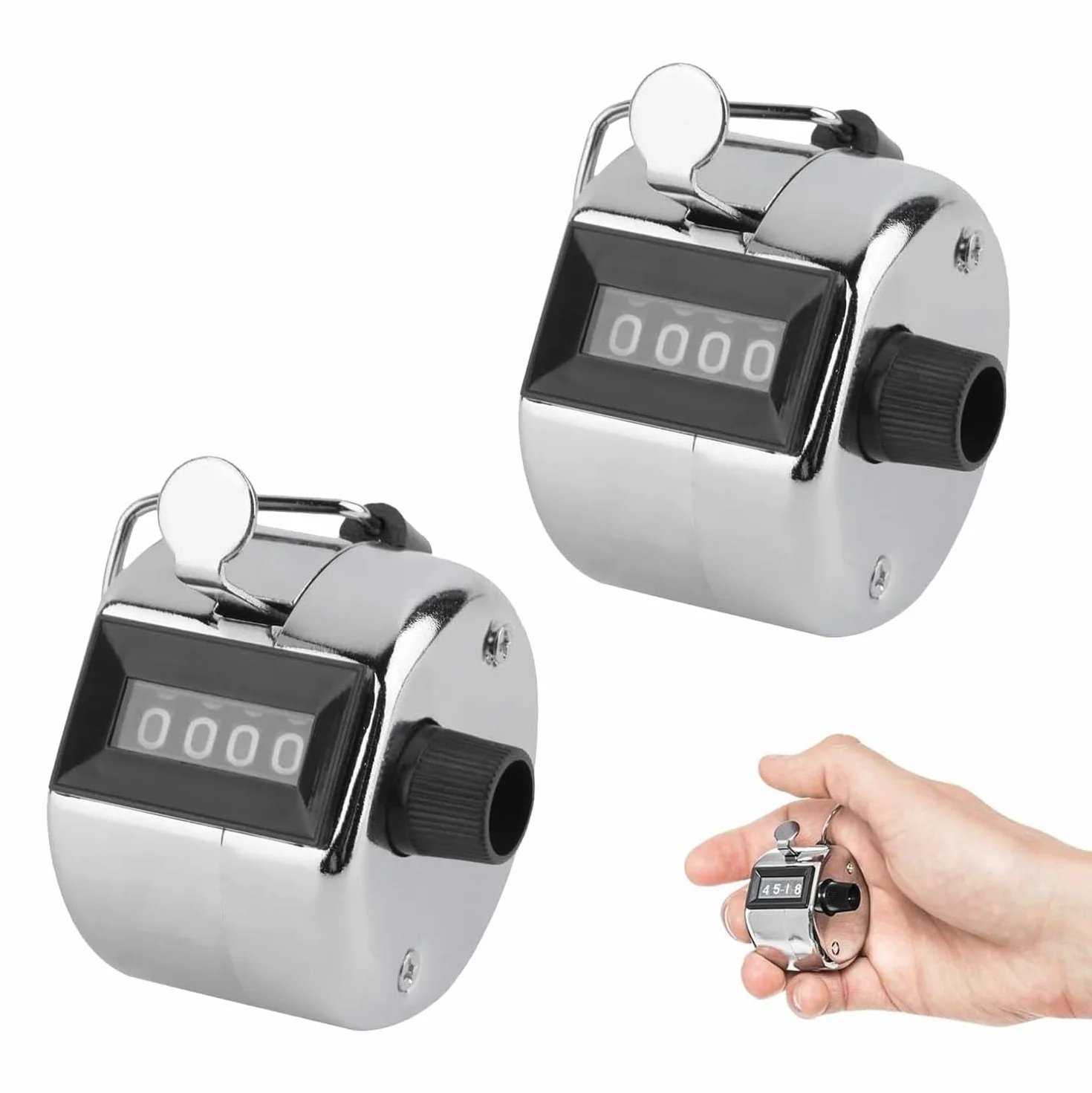 Contador Manual Mecanico 4 Digitos, Contador de Clics con Anillo de Metal para Deportes