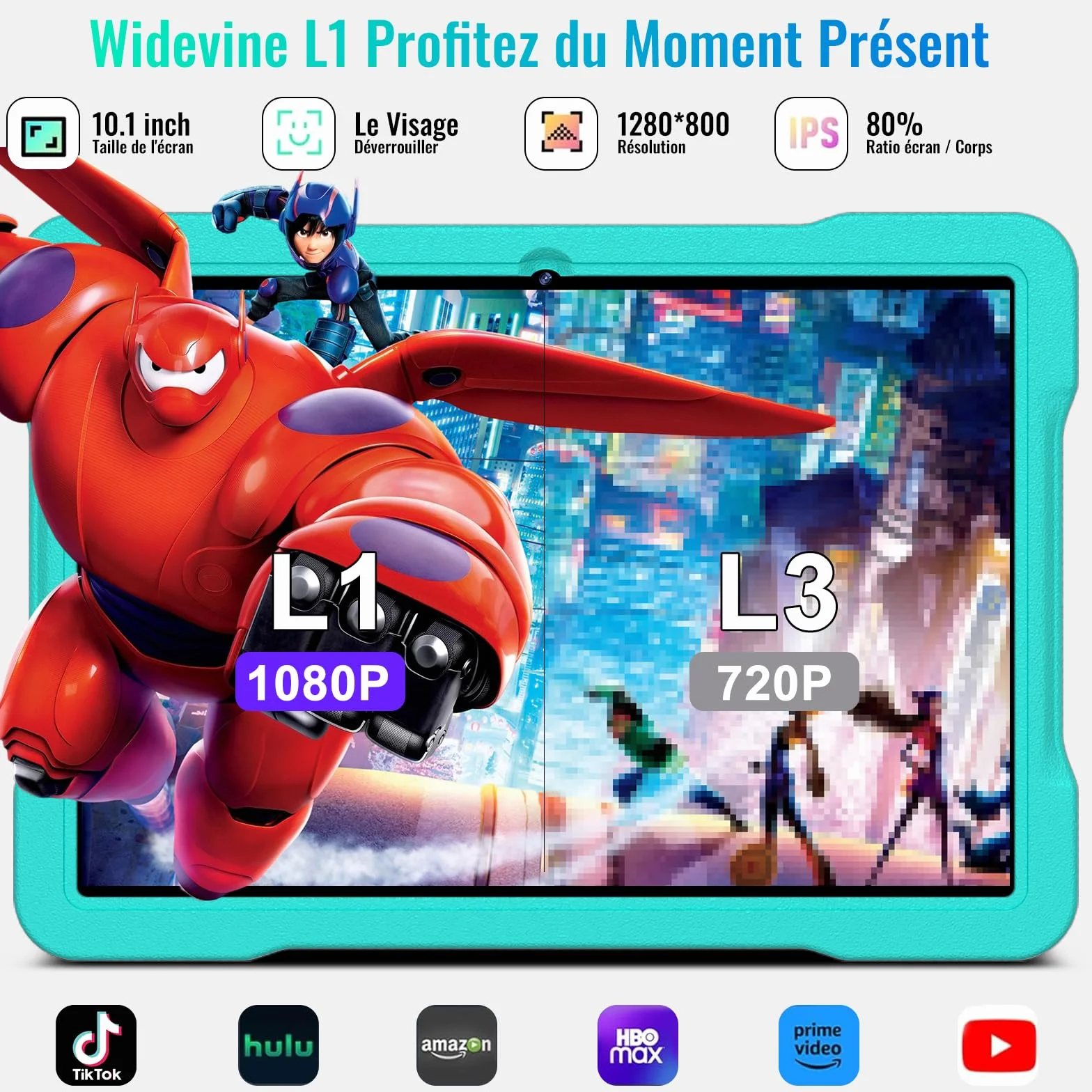 Tablet Android 15 10 Pulgadas Octa-Core 64GB ROM 5MP+8MP Widevine L1 WiFi6 Bluetooth 5.0 1280x800 Azul
