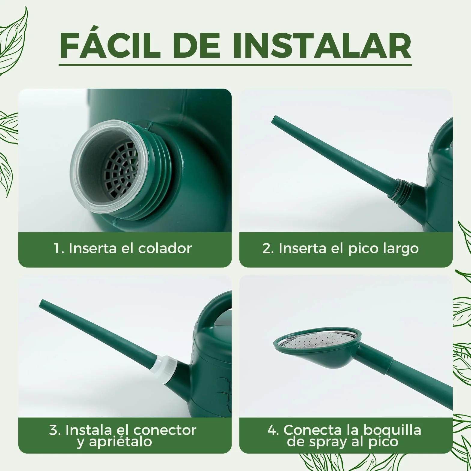 Bamworld Regadera Plantas de Interior 7.5 litros (2 Galones) Regadera de Plástico con Pico Largo para Interior Exterior y Jardinería