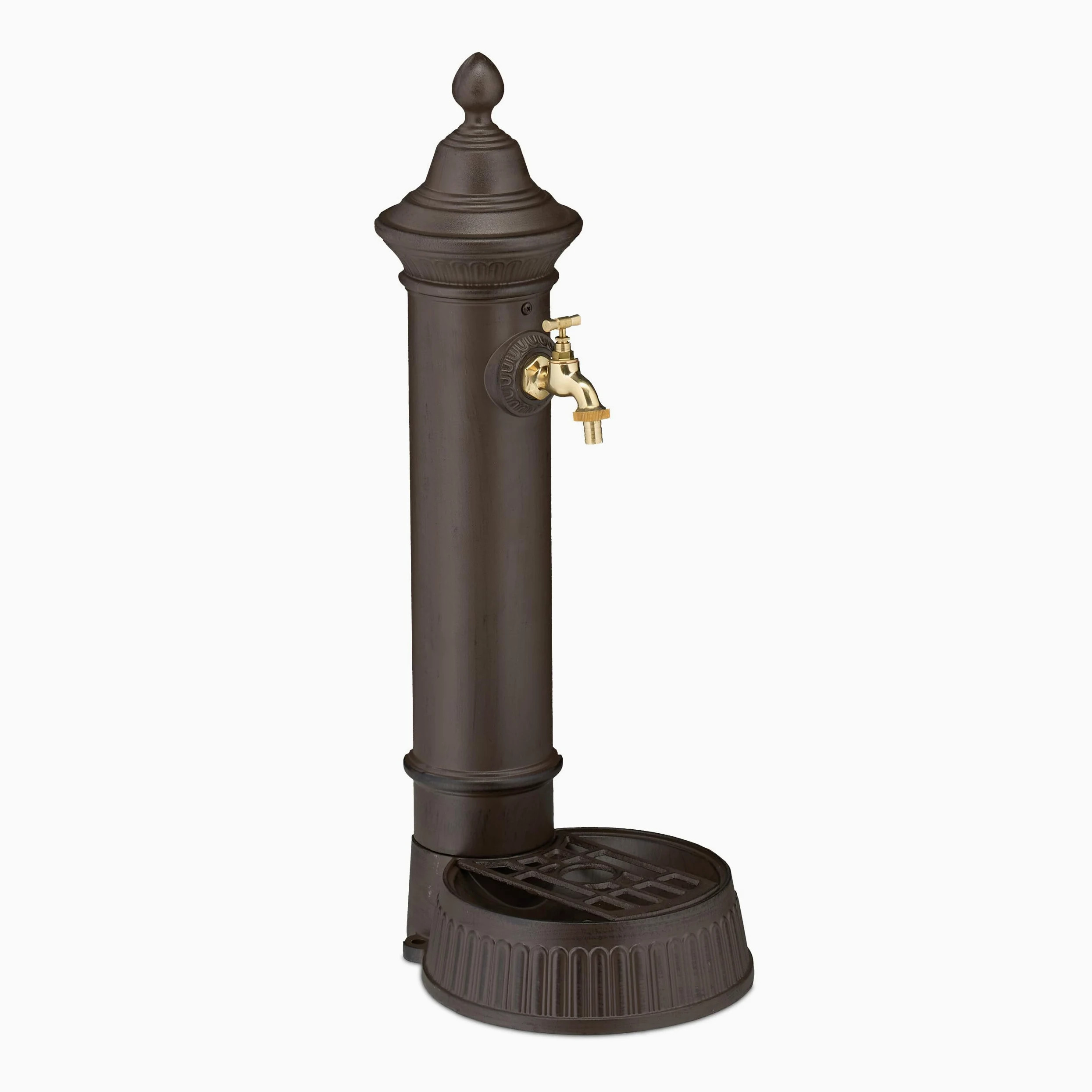 Relaxdays Fuente de Pie Antigua con Grifo y Pila 72x26x31 cm Bebedero Metálico Jardín