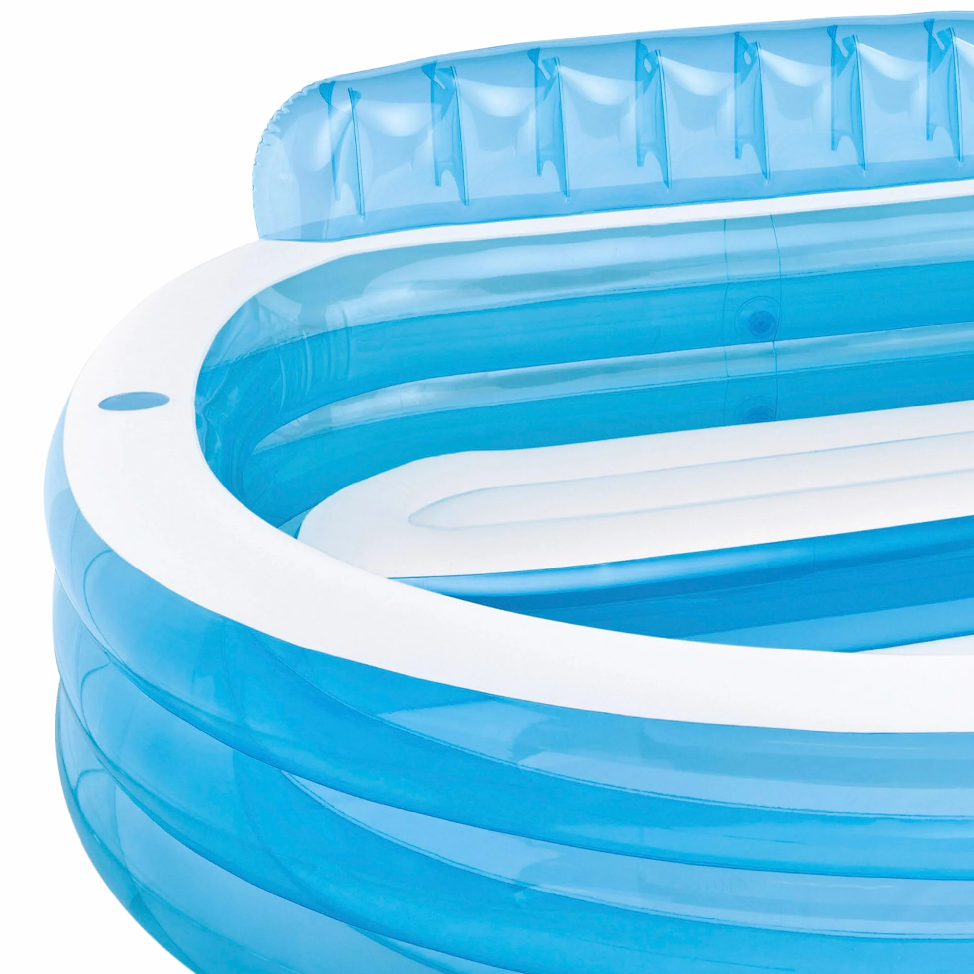 Intex Piscina hinchable redonda con respaldo, 229x218x79 cm, 590 litros, 2 cámaras de aire, 2 portabebidas, Tapón de desagüe, Vinilo resistente, Parche de reparación, +3 años, Diversión verano (57190)