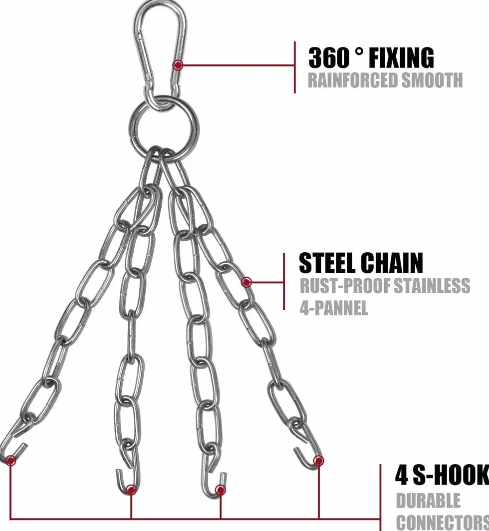 Saco de Boxeo Pesado 100cm Cadena de Acero Gancho Extensión