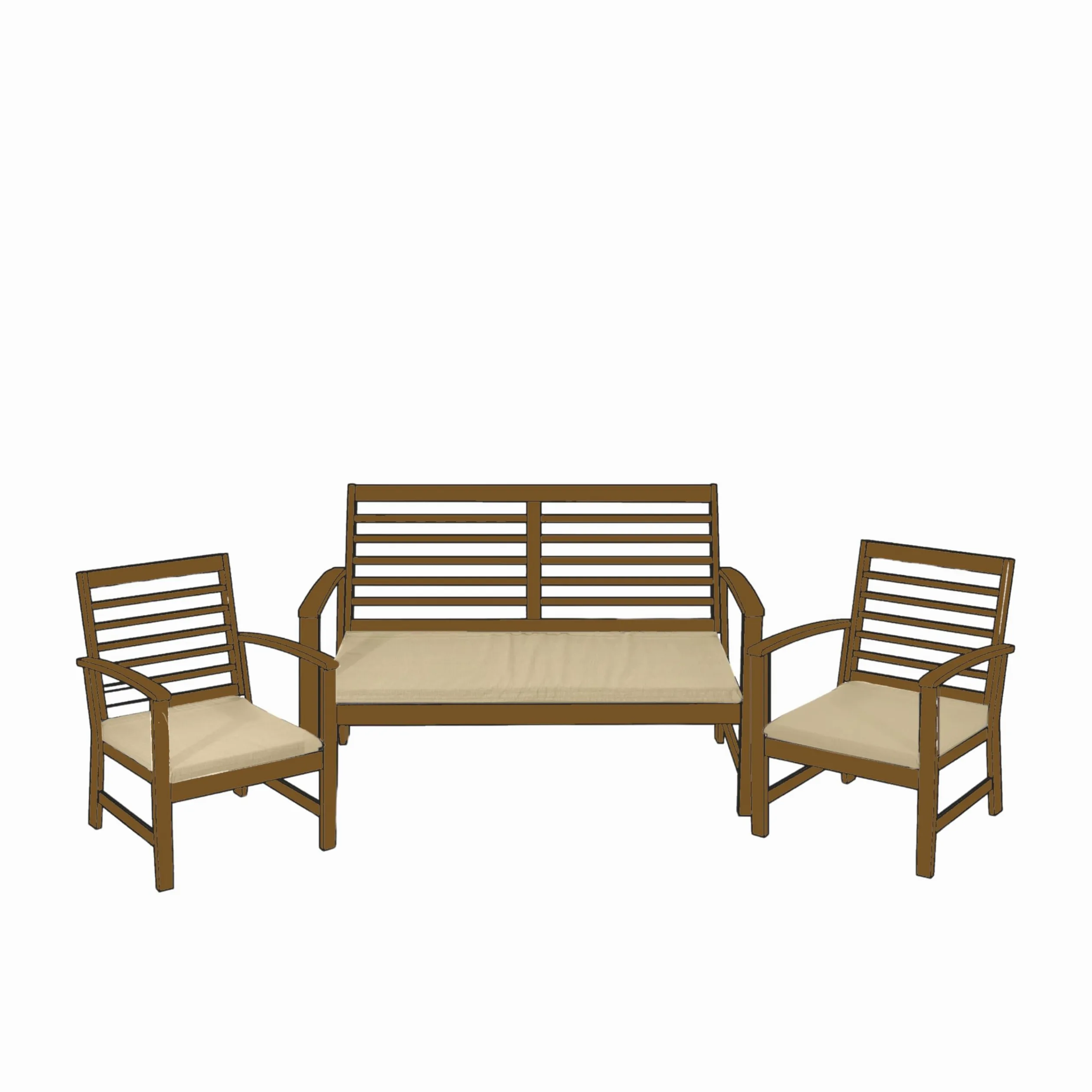 CASABELLAPIU Cojines de exterior desenfundables lavables 52x50x4,5 cm 110x52x4,5 cm Fabricado en Italia