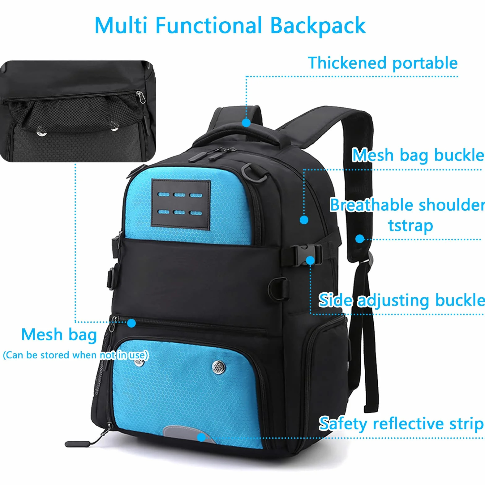 Aisny Bolsa de Baloncesto 30x20x49cm Mochila de Fútbol con Compartimiento para Balones y Zapatos