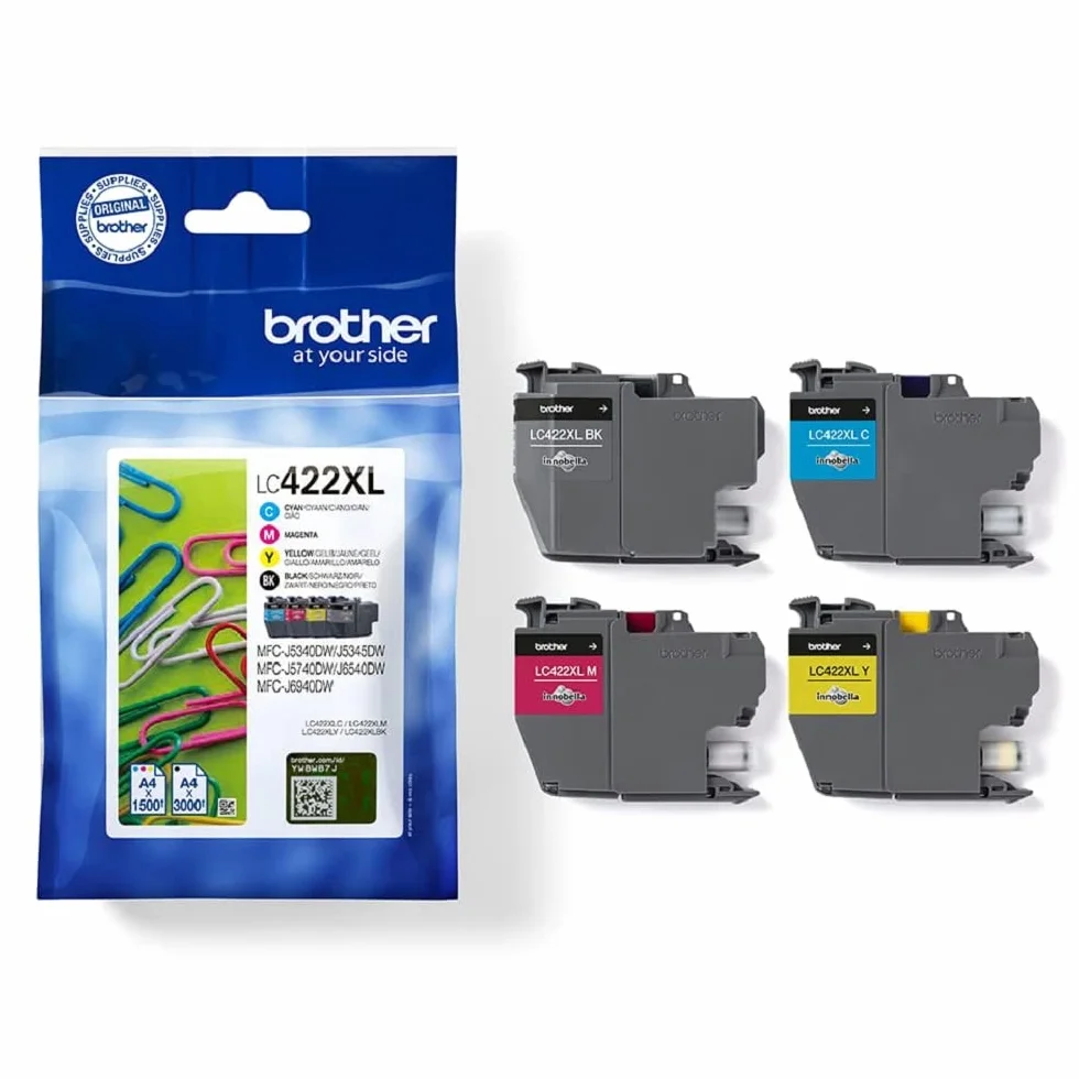 Brother LC422XLVAL Pack 4 Cartuchos Originales XL Tinta Negro Cian Magenta Amarillo