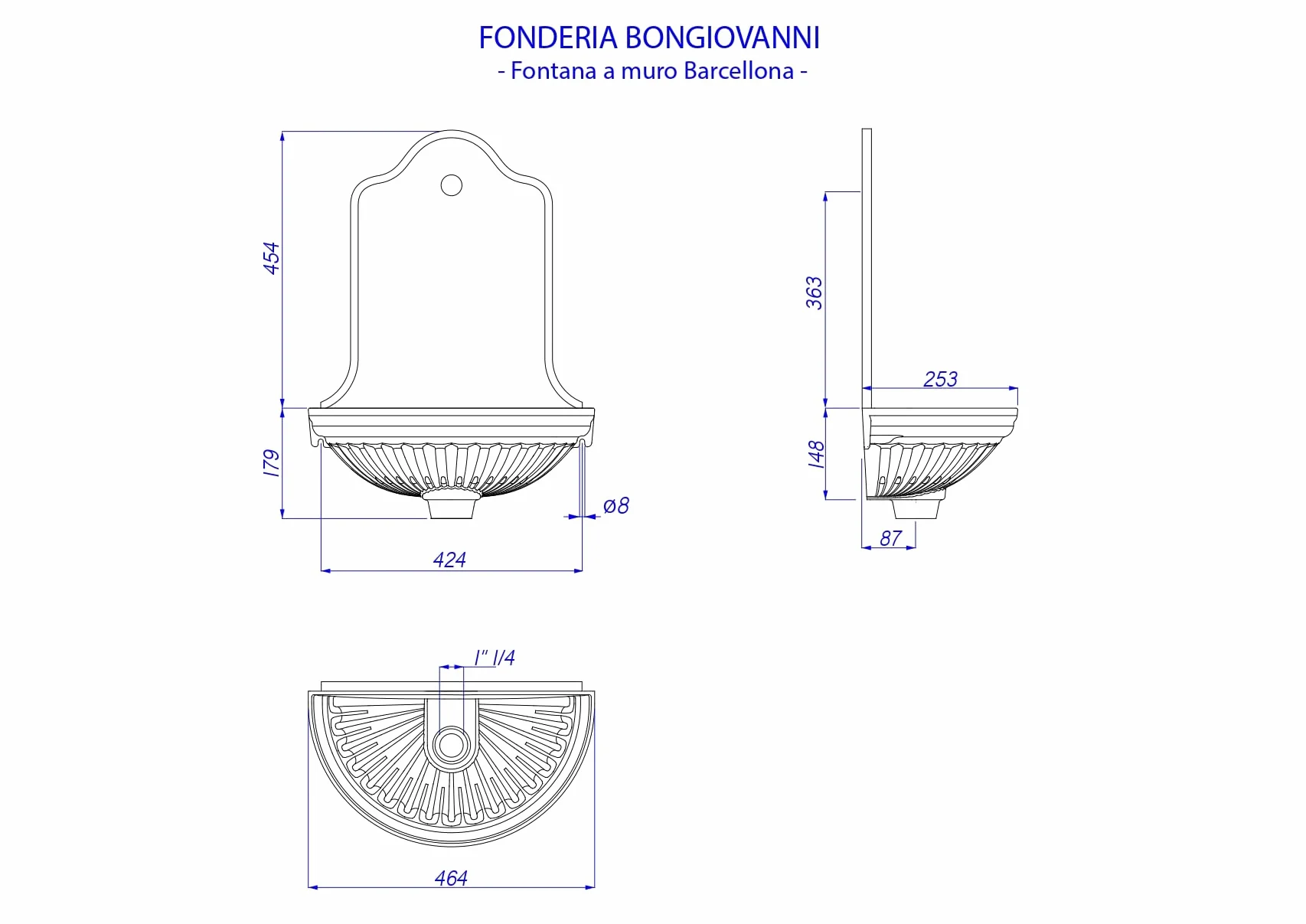 Fonderia Bongiovanni Fuente de jardín | Fuente de pared | Modelo Barcelona | antracita fundición | sin grifo | para casa jardín | fuente de exterior | fuente de jardín exterior