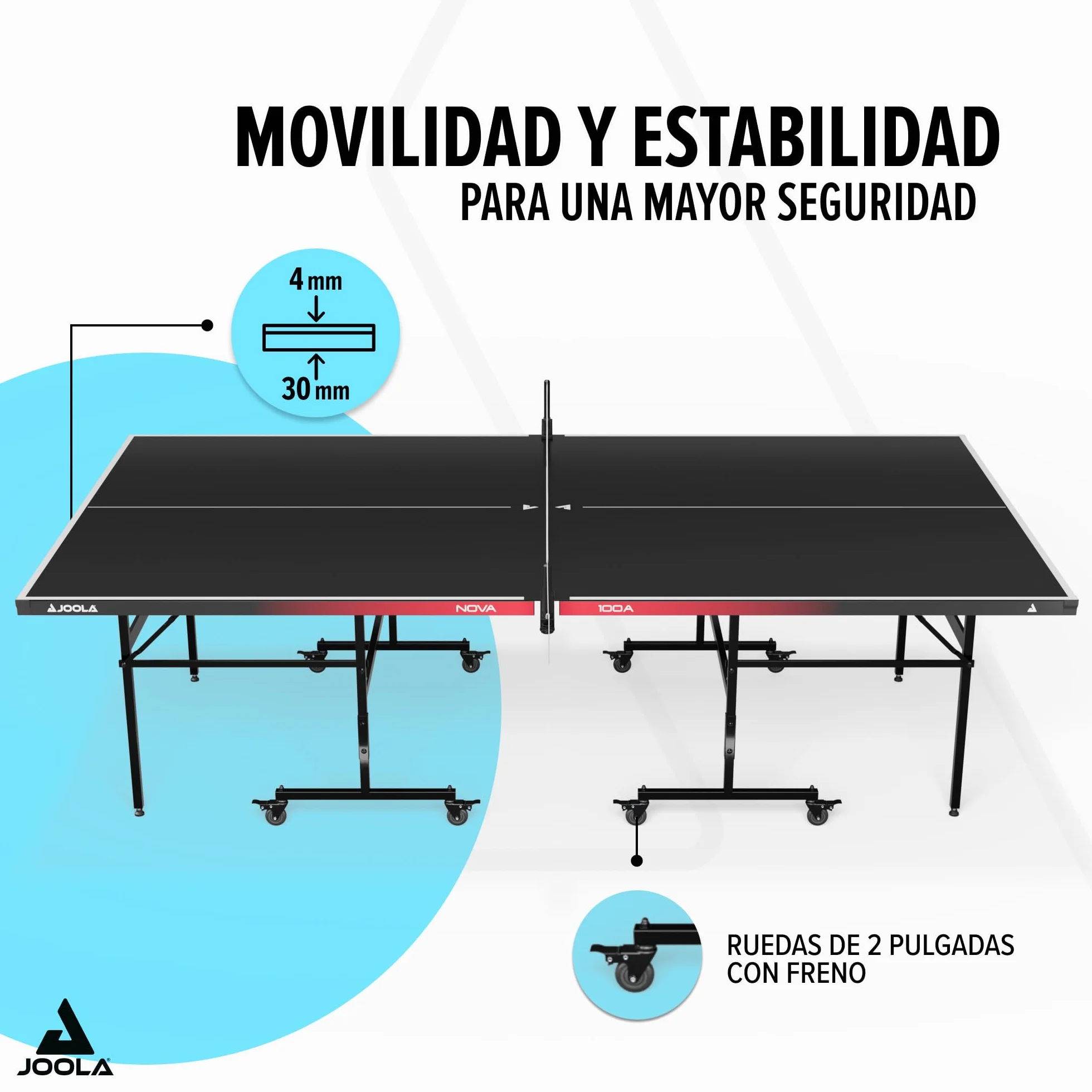 JOOLA Nova 100A Mesa de ping pong exterior resistente intemperie plegable red altura regulable