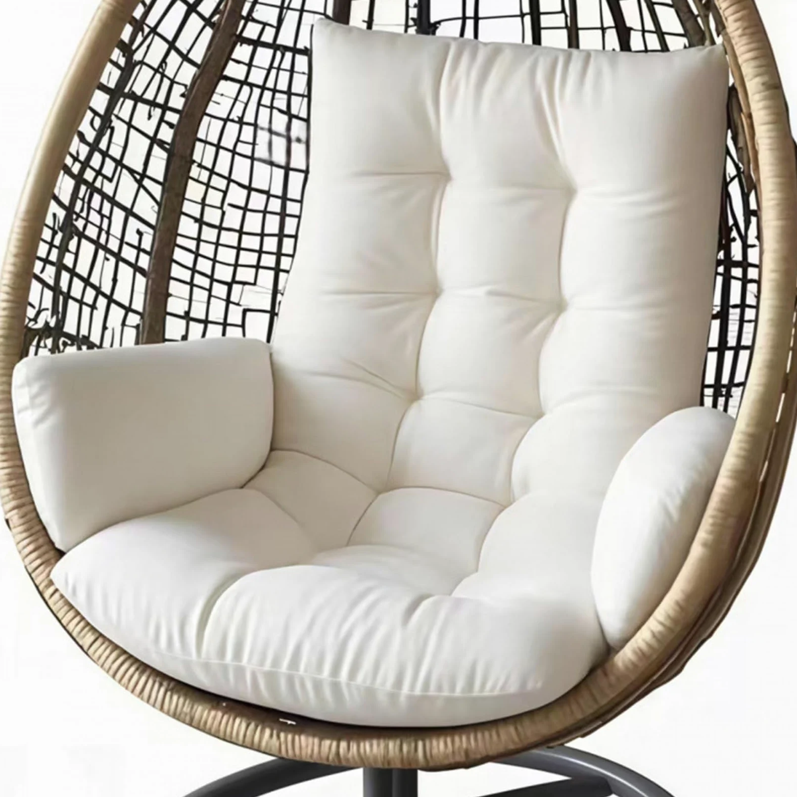 Cojín para Silla Colgante de Exterior, Cojín de Jardín, Lavable, Engrosado, Blanca