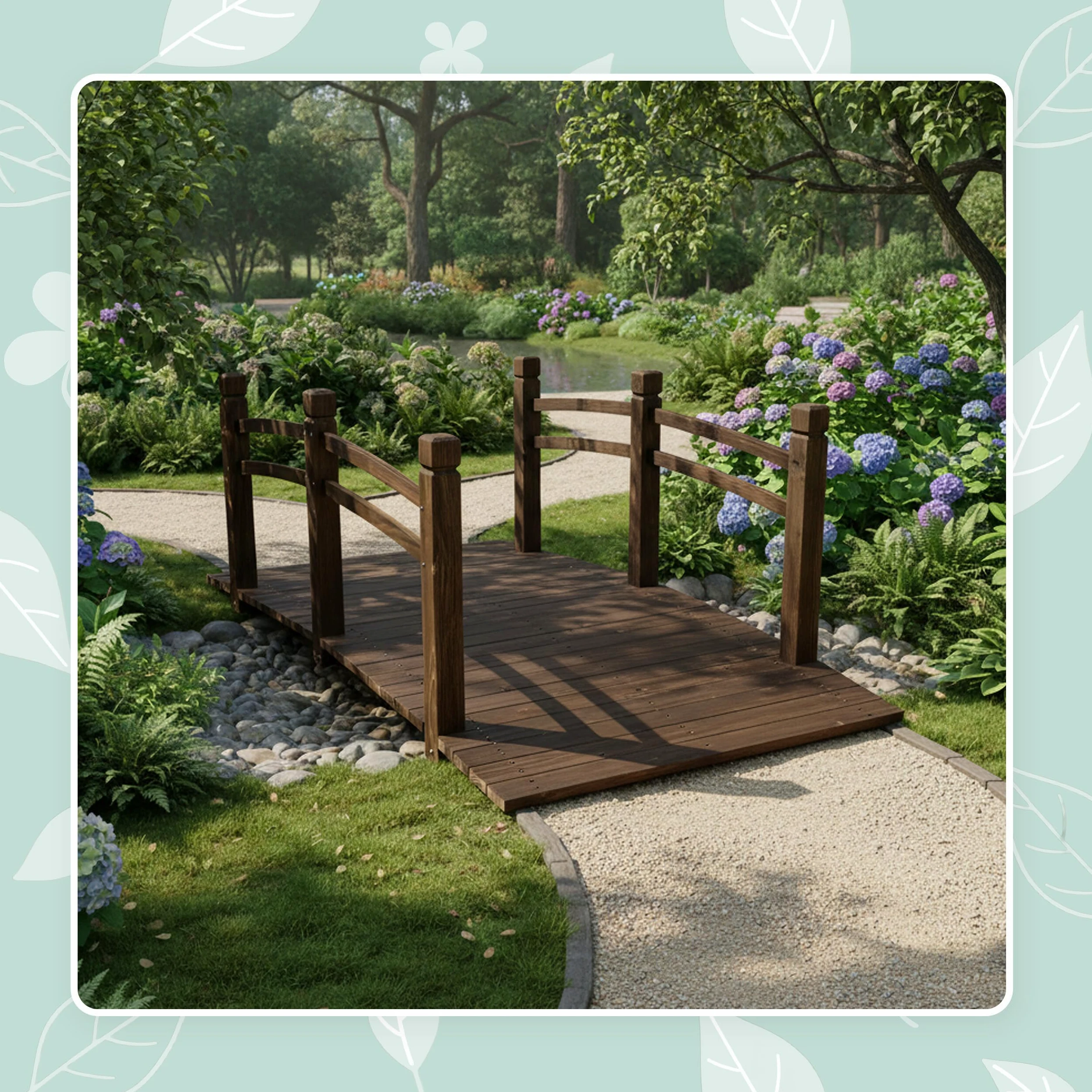 Relaxdays Puente de jardín de Madera de Abeto 58x171.5x75 cm 200 kg marrón