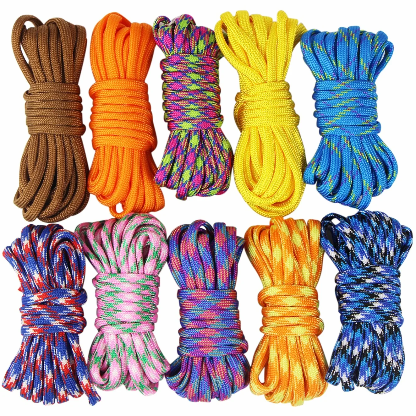 UOOOM 10 Piezas Cuerda Paracord Set de Paracaídas Nylon 7 Hebras Resistentes para Escalada