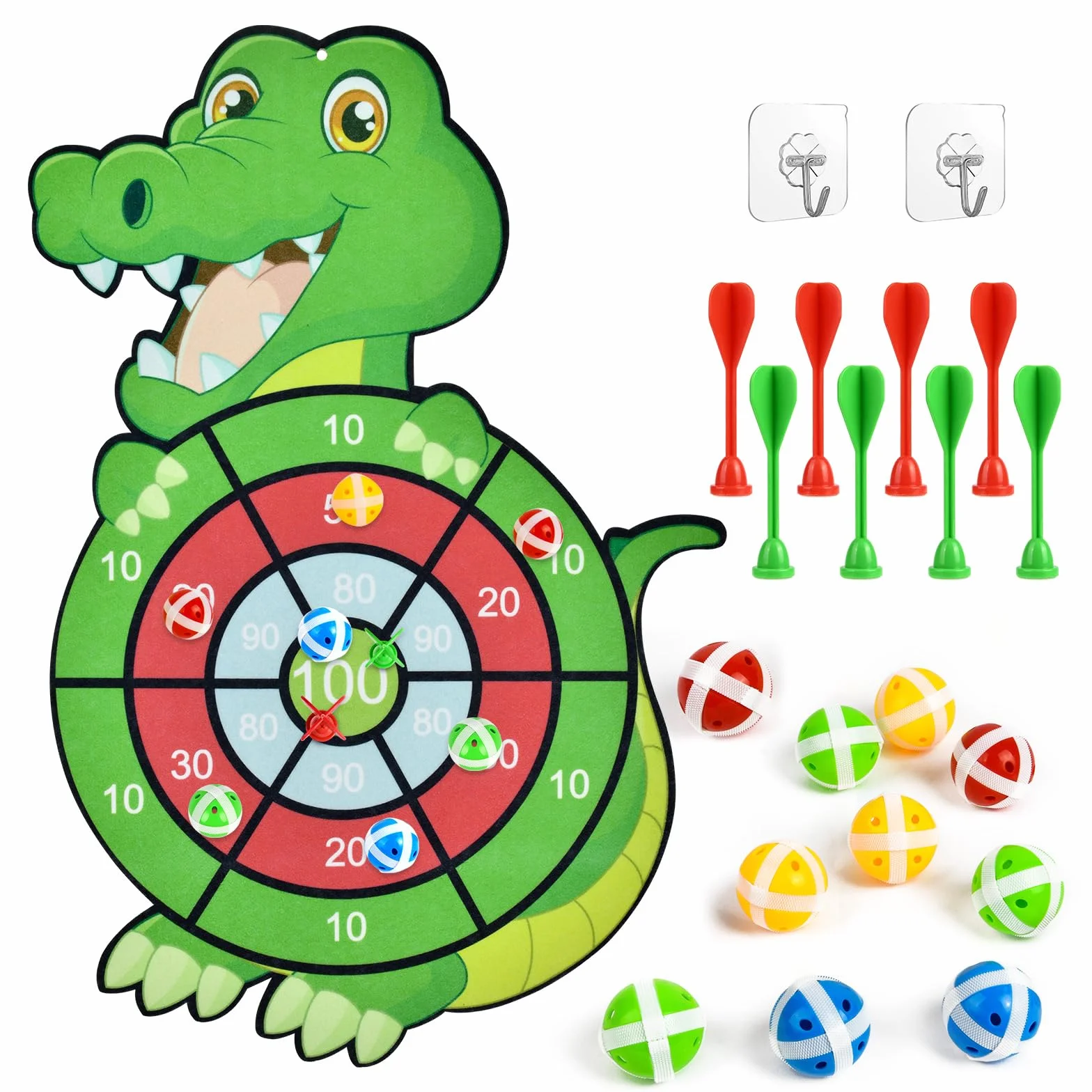 Vicloon Diana Niños 66CM Dardos Doble Cara Juego Tablero 12 Bolas Adhesivas Pistola Aire