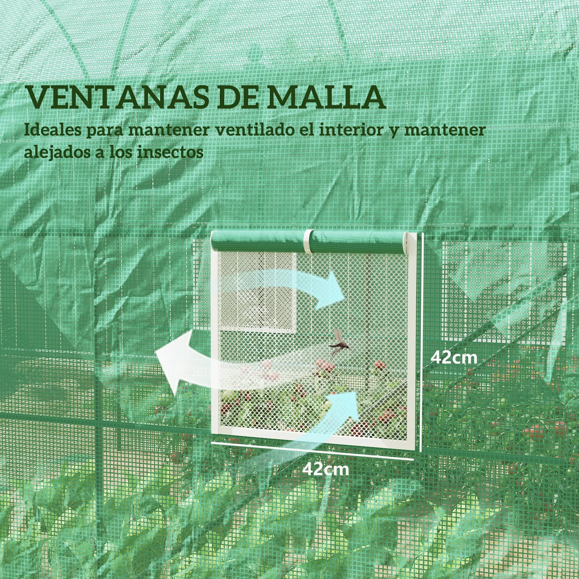Outsunny Invernadero de Exterior 2,5x2x2 m Invernadero de Túnel con Cubierta de PE 140 g/m² para Cultivo Plantas Verduras Frutas en Jardín Terraza Verde