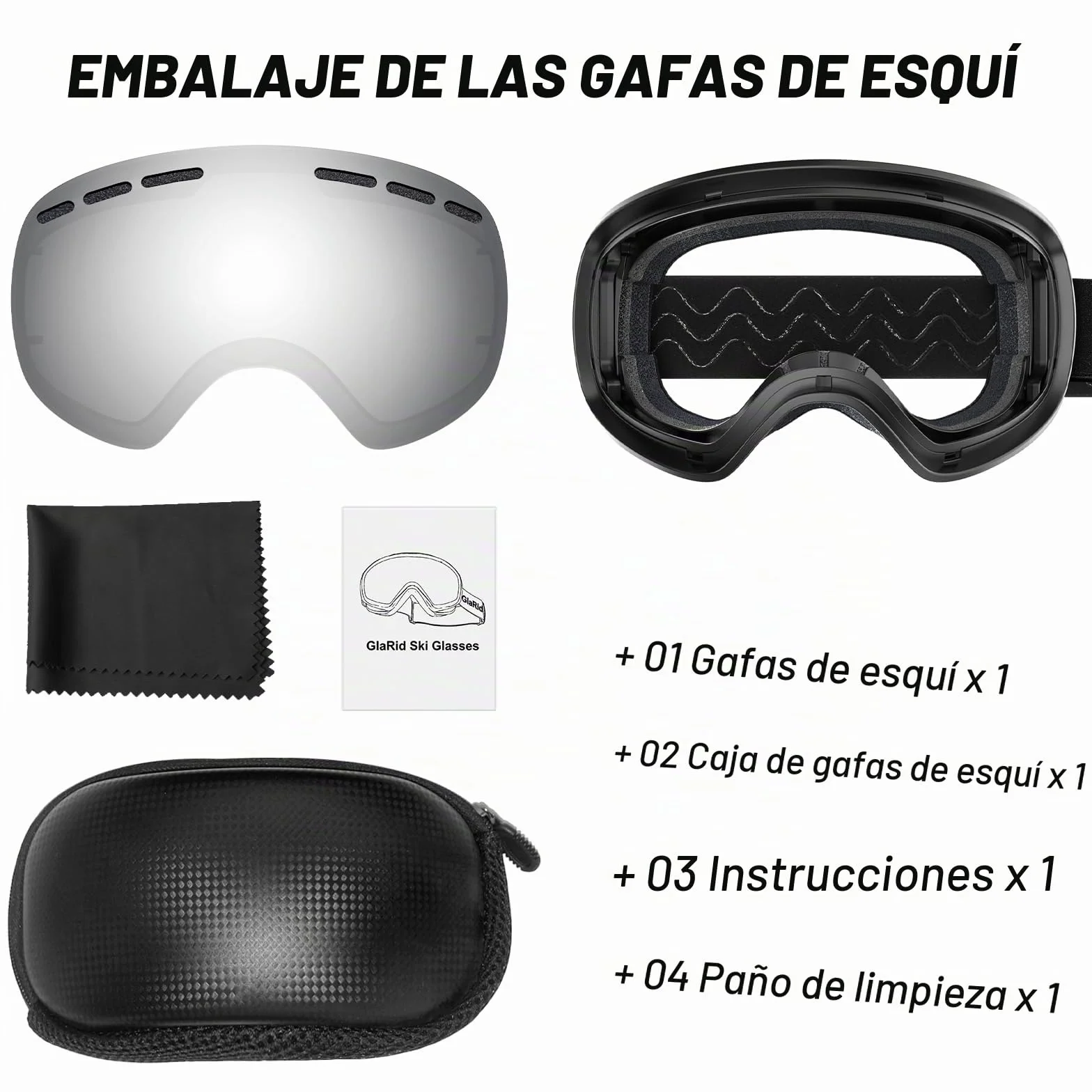 Gafas de esquí OTG sin montura para hombre y mujer