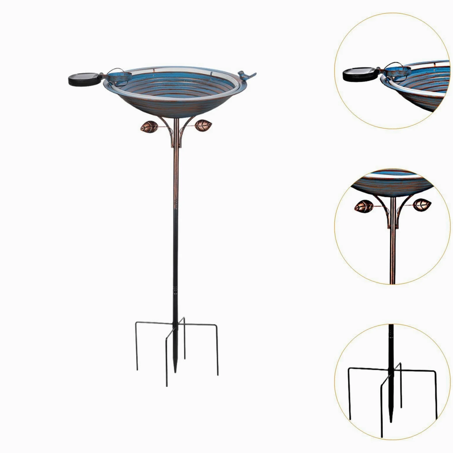 perfk Comedero para pájaros, Bebedero para pájaros, Elegante y fácil de Instalar, con estaca de Metal para Amantes de Las Aves, Ideal para el jardín.