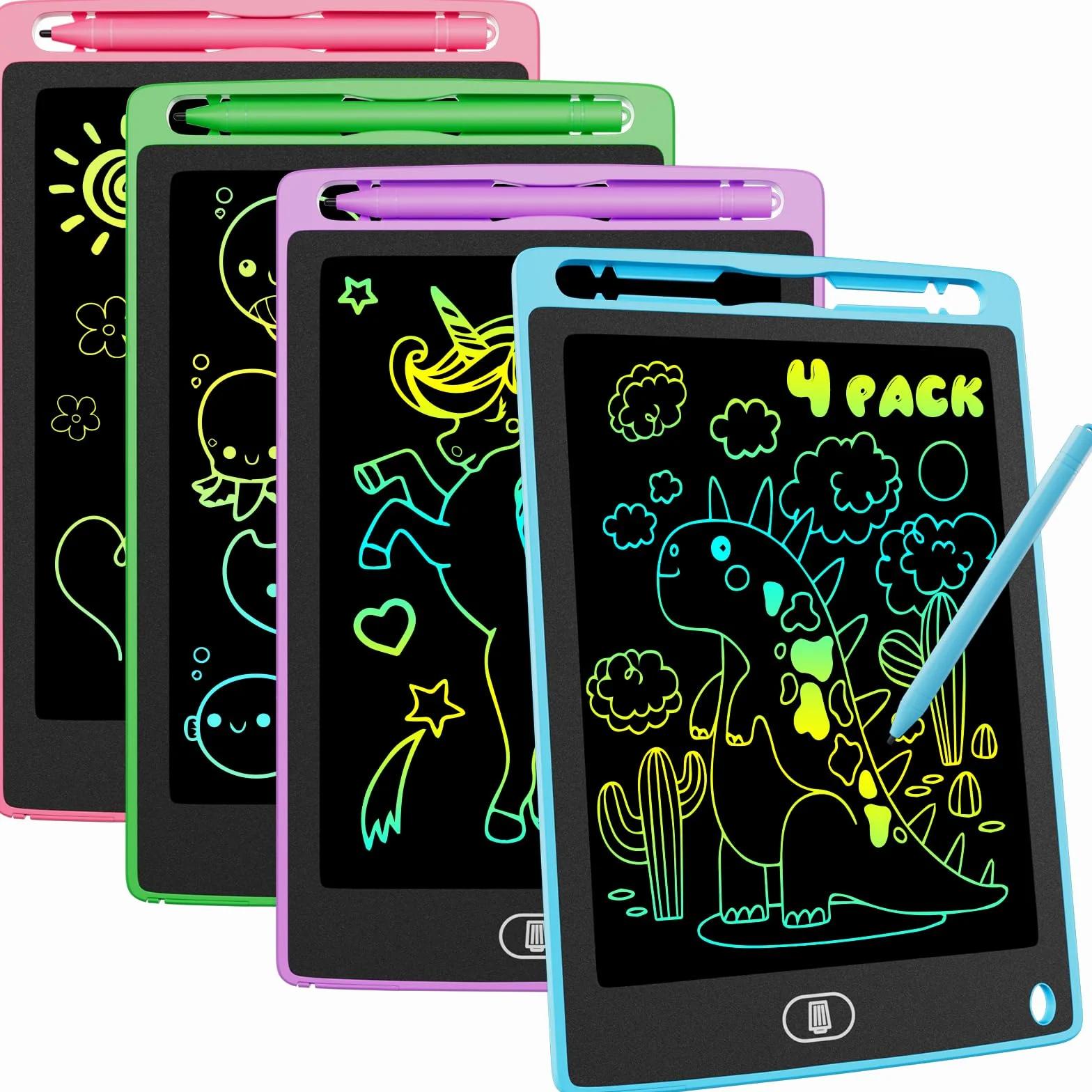 Electight 8.5 Pulgadas Tableta Escritura LCD Color 4 Pack Infantil Borrable Bloqueo Regalo 3-7 Años