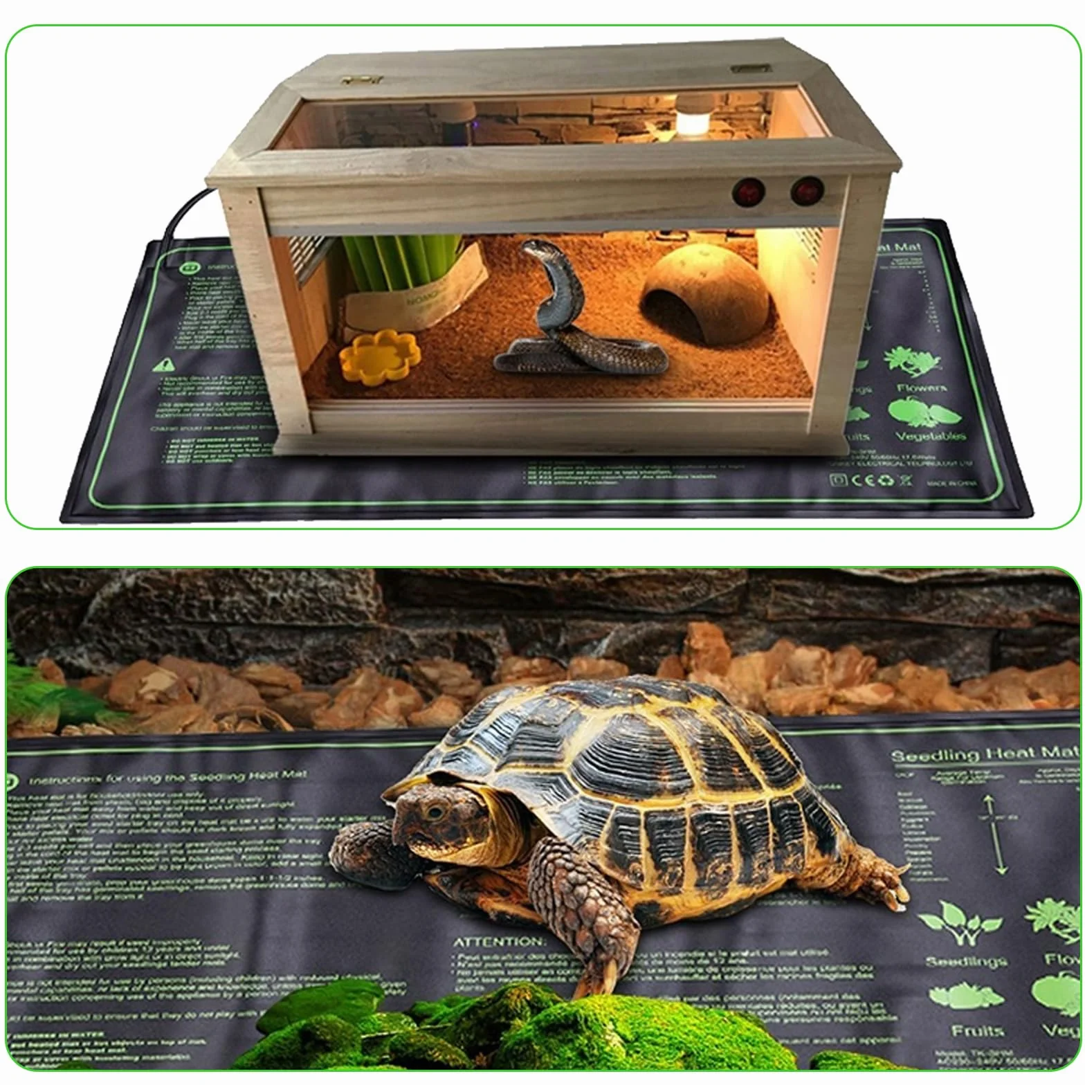 GAOUTO Esterilla calefactora para plantas de 21 W, 25 × 52,5 cm, para germinación de plántulas, estera de calor para plantas de interior, para la germinación y la regulación de la temperatura,