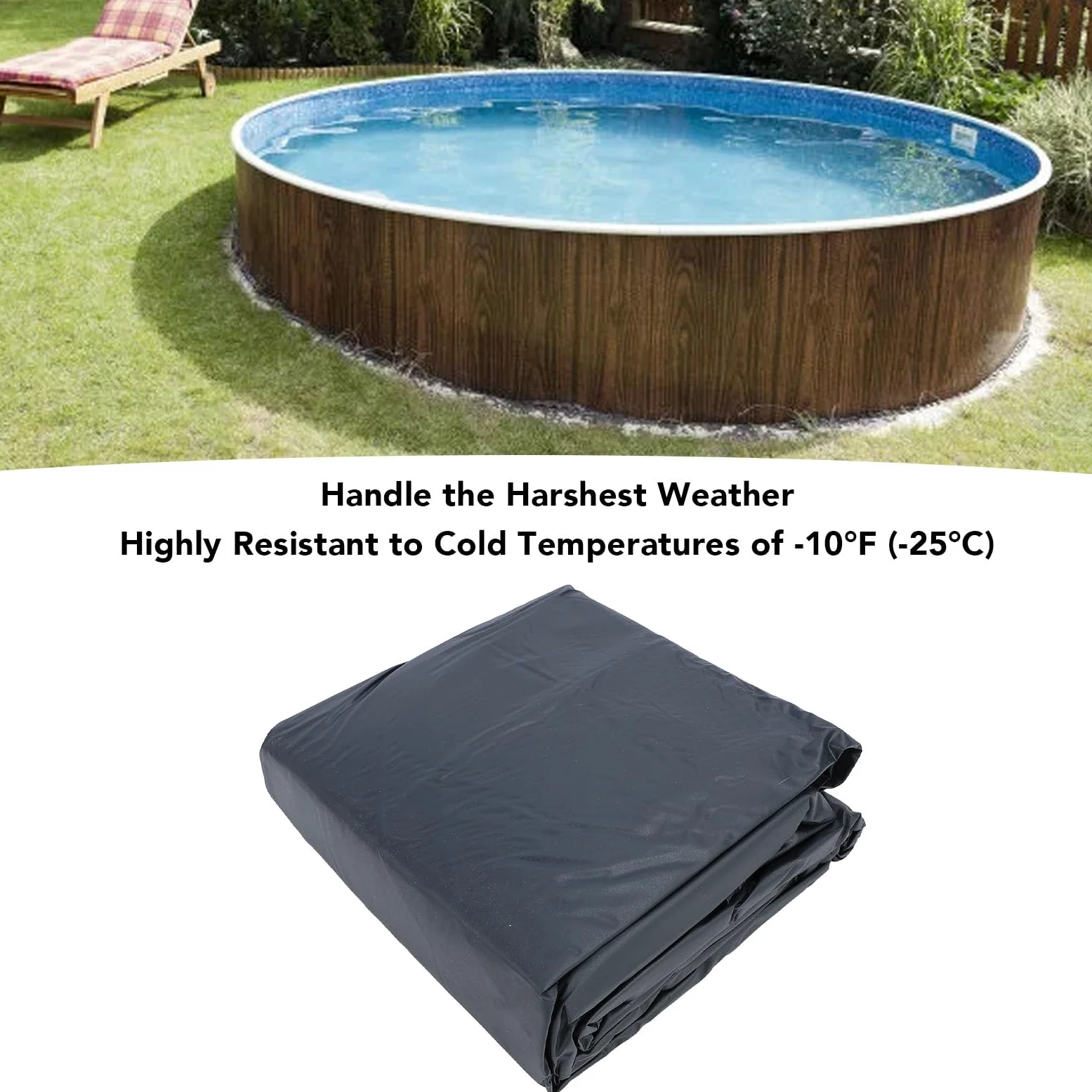 Generic Cobertor de Piscina de Invierno Cobertor de Piscina Redondo Extra Grueso con Protección UV para Piscinas Elevadas 1 Unidad (B)