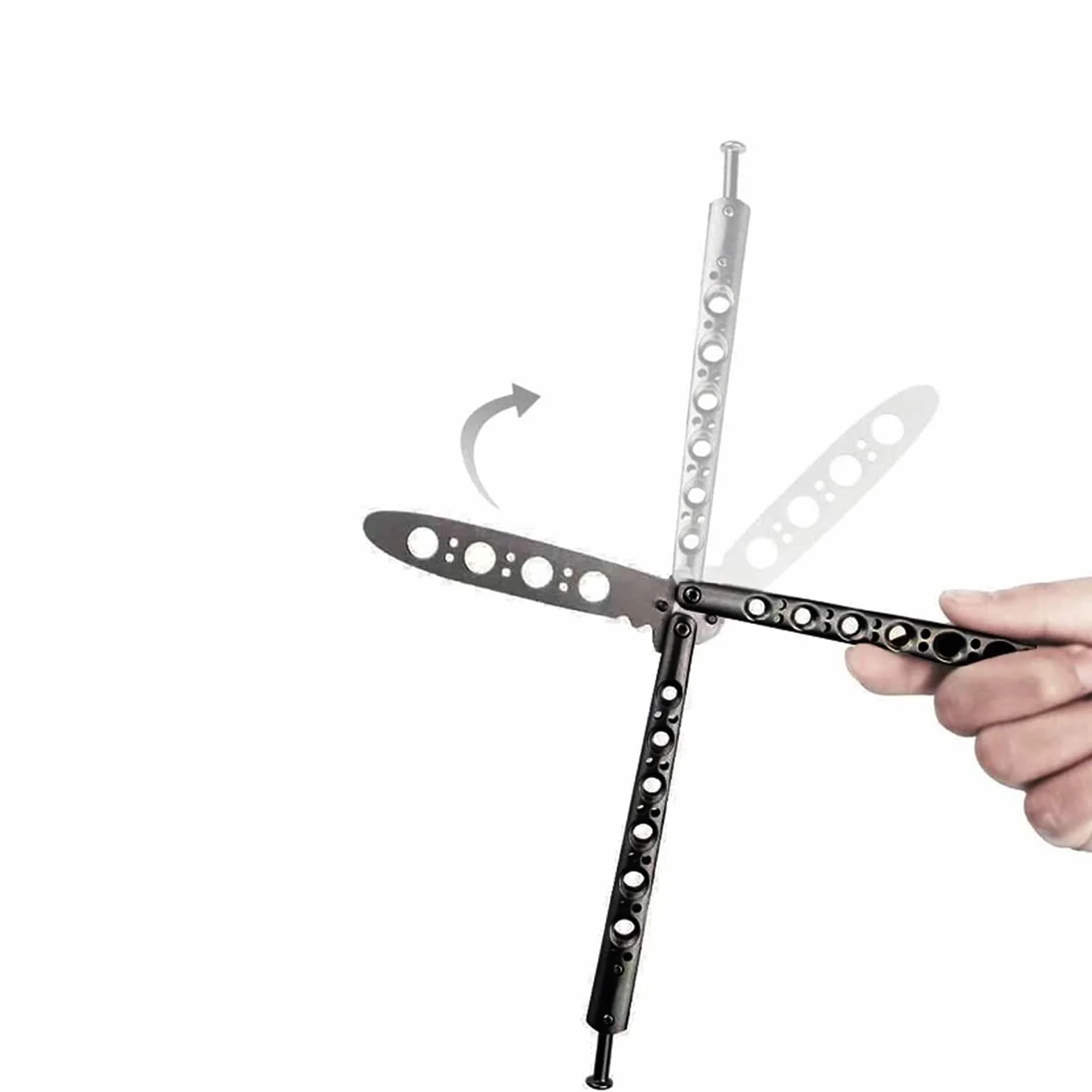 Cuchillo de mariposa de entrenamiento acero inoxidable no afilado (Negro)