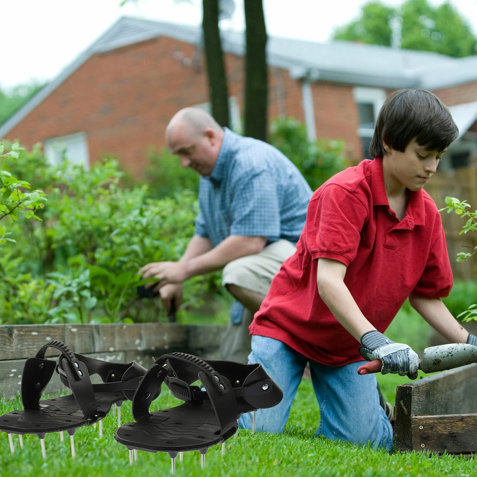 Zapatos Aireadores para Césped Púas de PU y Correas Ajustables, Sandalias Aireadoras para Jardín Que Mejoran la Salud del Césped en Patios y Jardines
