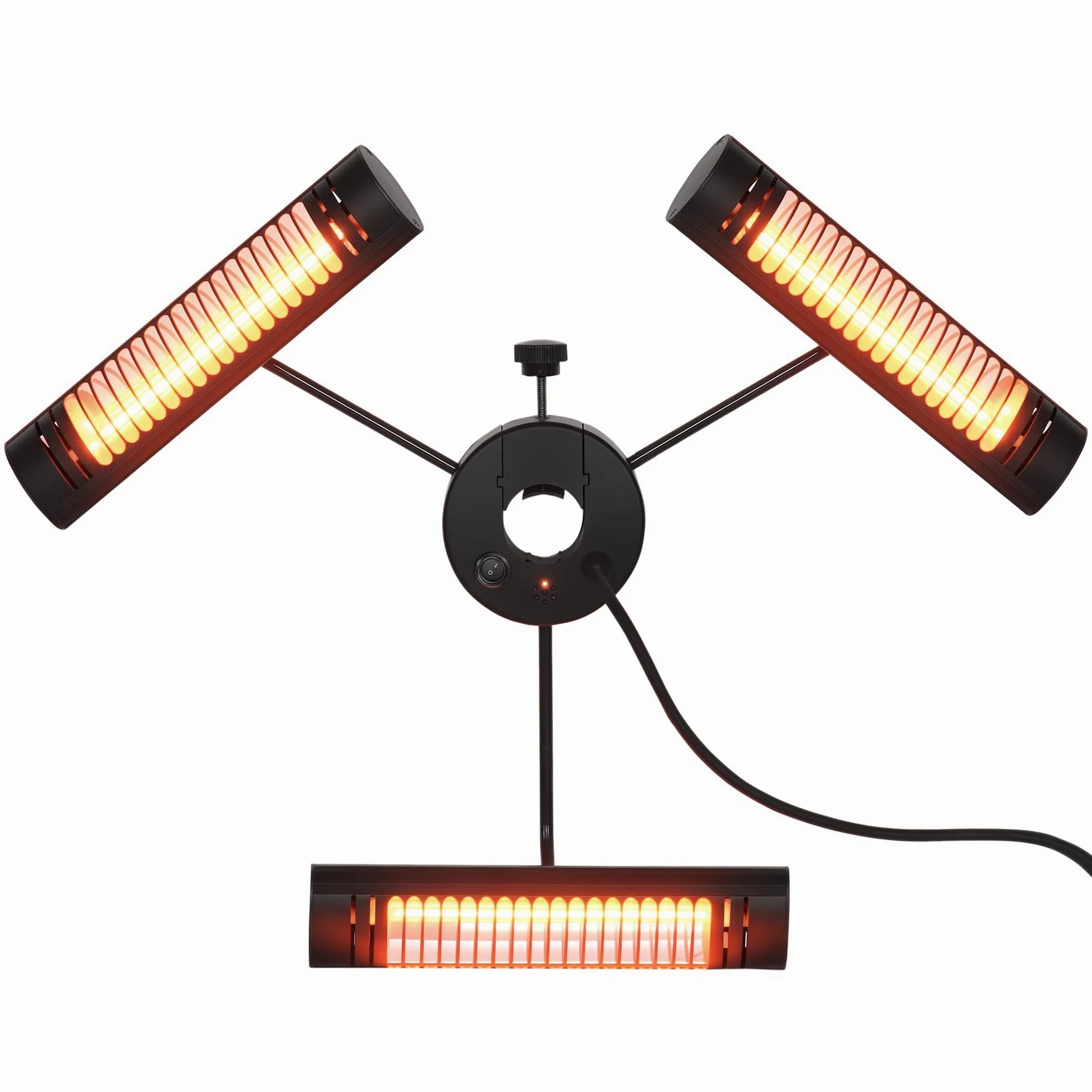 Outsunny Calefactor Eléctrico de Exterior 1000W/2000W/3000W IPX5 12 m² | Estufa de Infrarrojos, 3 Niveles de Calor, Control Remoto, Aleación de Aluminio, para Sombrilla Gazebo Jardín