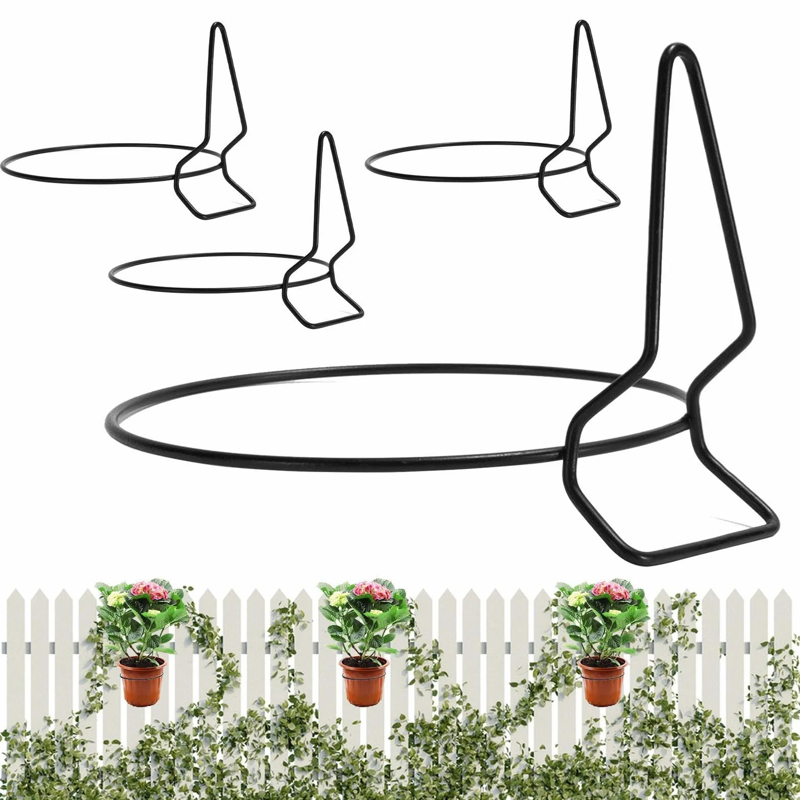 Genérico Soporte Macetas Pared | 4 Piezas De Hierro Estable Y Resistente,Colgador de macetas de pared,para dormitorio salón balcón barandilla jardín patio interior exterior Chlorophytum Comosum