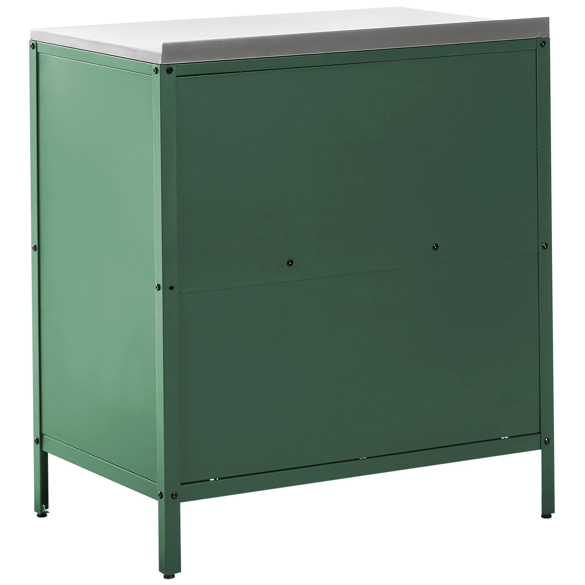 Beliani Armario Cocina Exterior 2 Puertas de Acero Inoxidable Verde Vilama