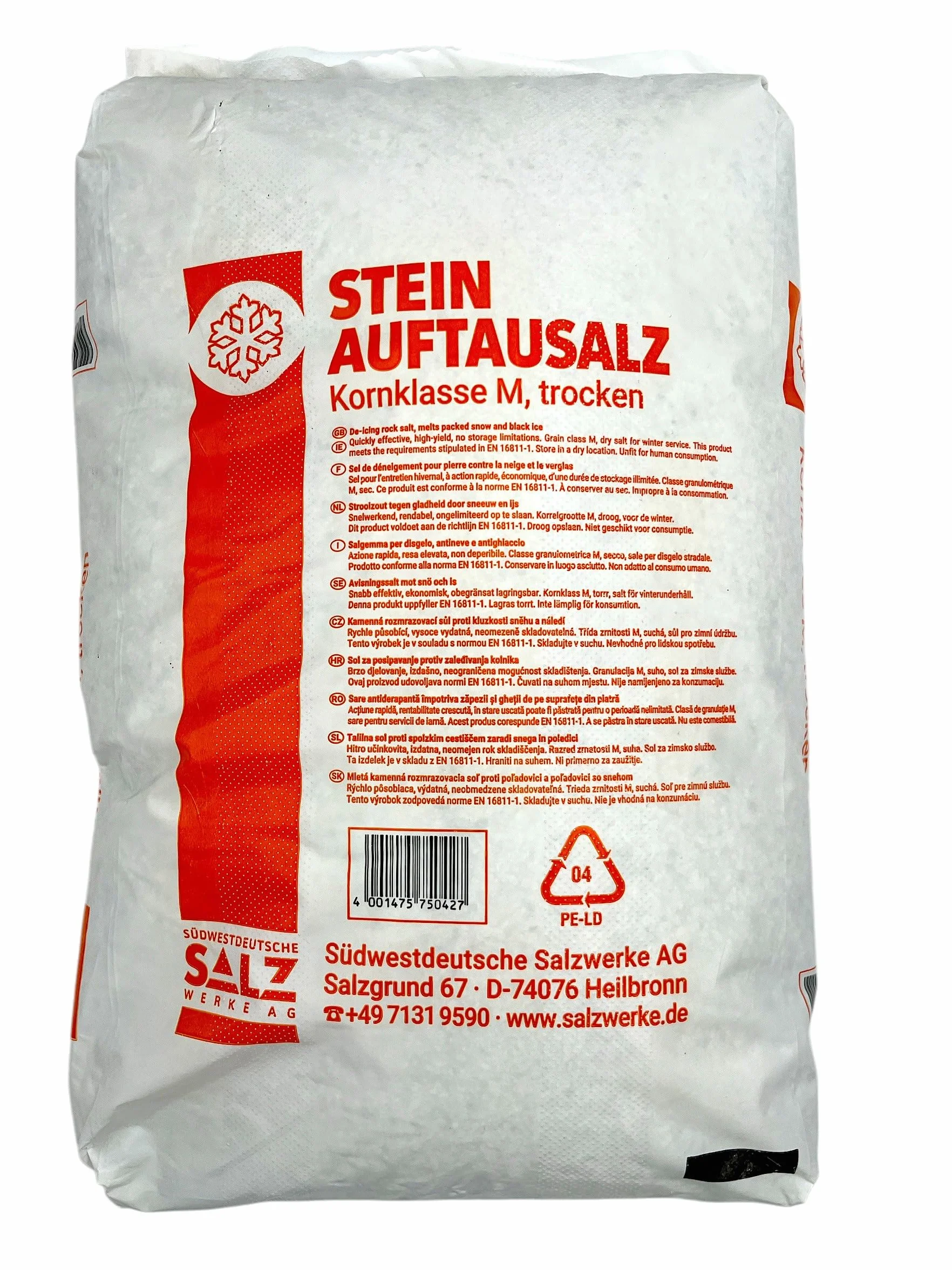 Sal para deshielo, saco de 25 kg, para servicios de invierno profesionales