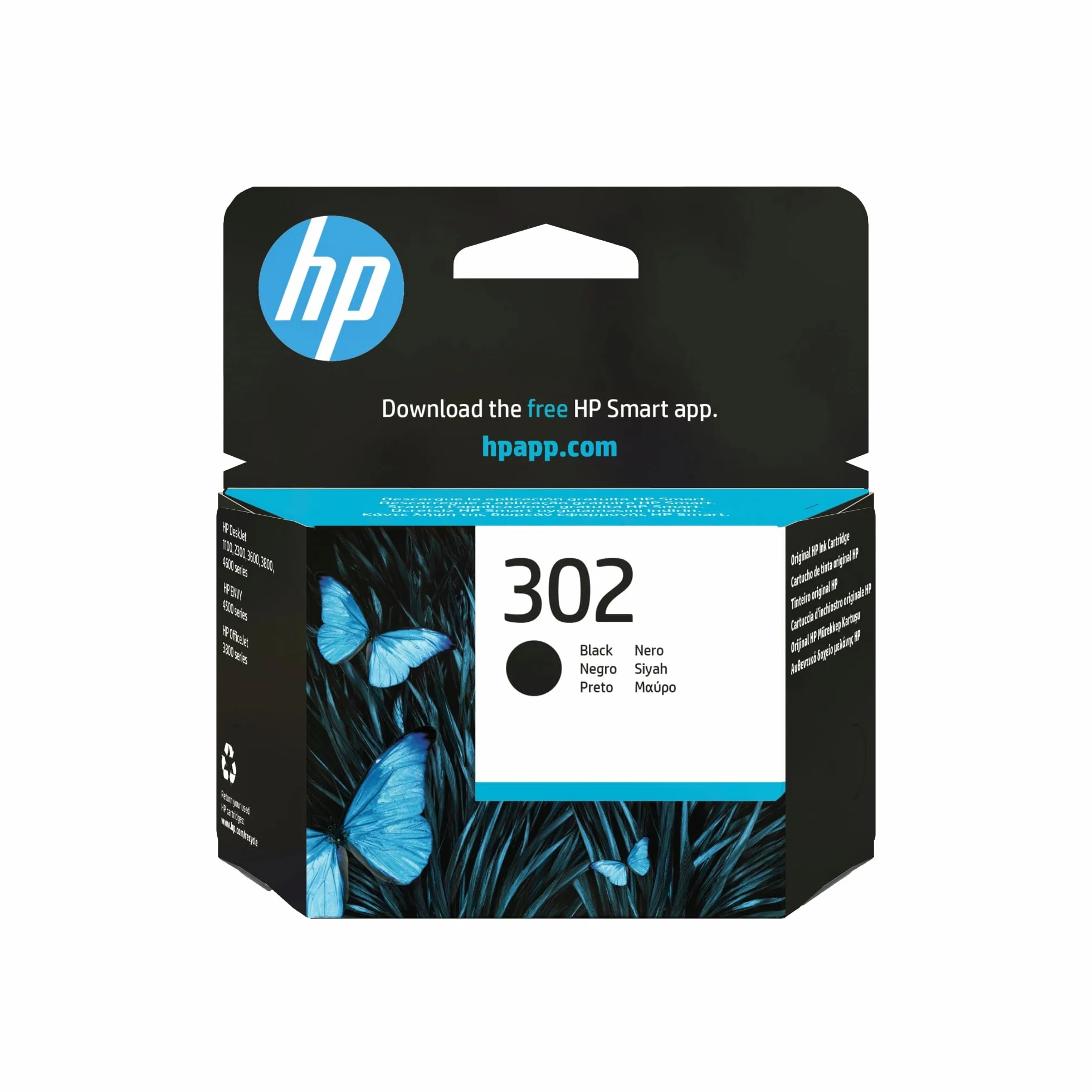 HP 302 F6U66AE Cartucho Original de Tinta Negro Compatible para Impresoras Deskjet Envy OfficeJet