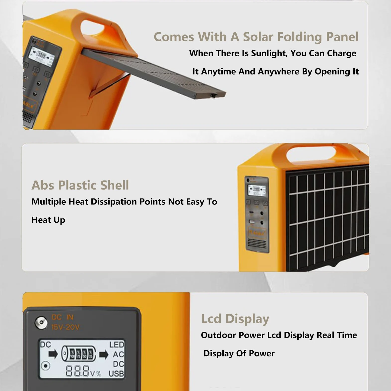 Estación De Energía Portátil Carga Solar, Fuente De Alimentación De Emergencia, Batería Lifepo4 De 76.8wh, con Más De 4000 Ciclos, Ideal para Exteriores, Camping, Viajes