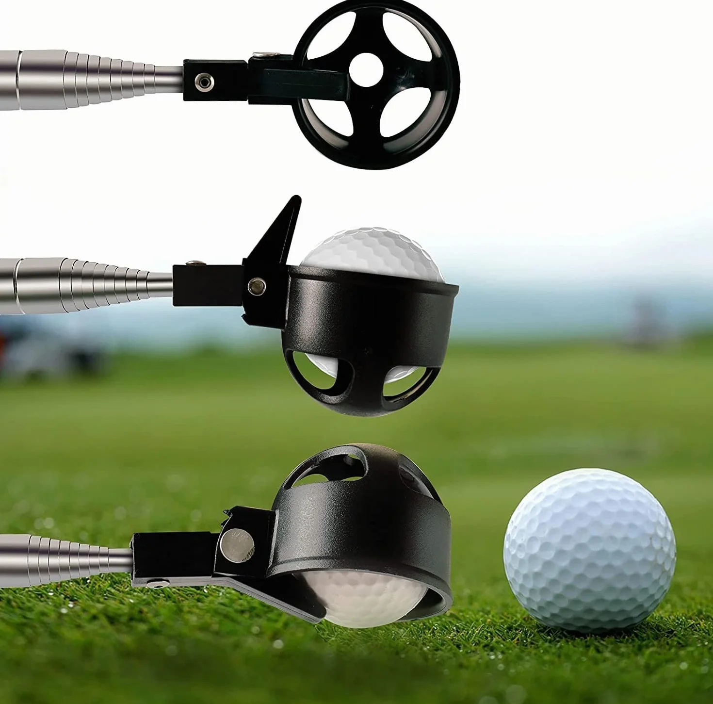 TP15 Recogedor de pelotas de golf extensible 45 cm a 2 m acero inoxidable 304