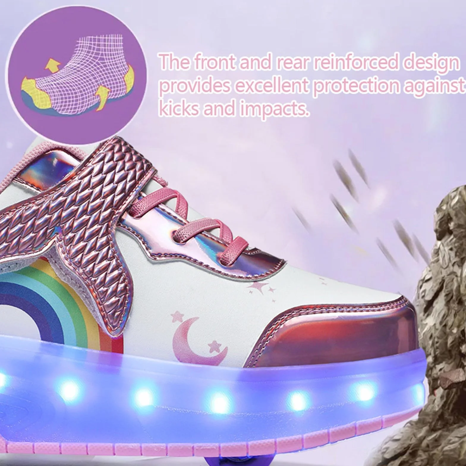 Zapatos con Ruedas para Niñas Niños Patines con 2 Ruedas y Luces, Zapatillas Deportivas Retráctil 27-38 EU