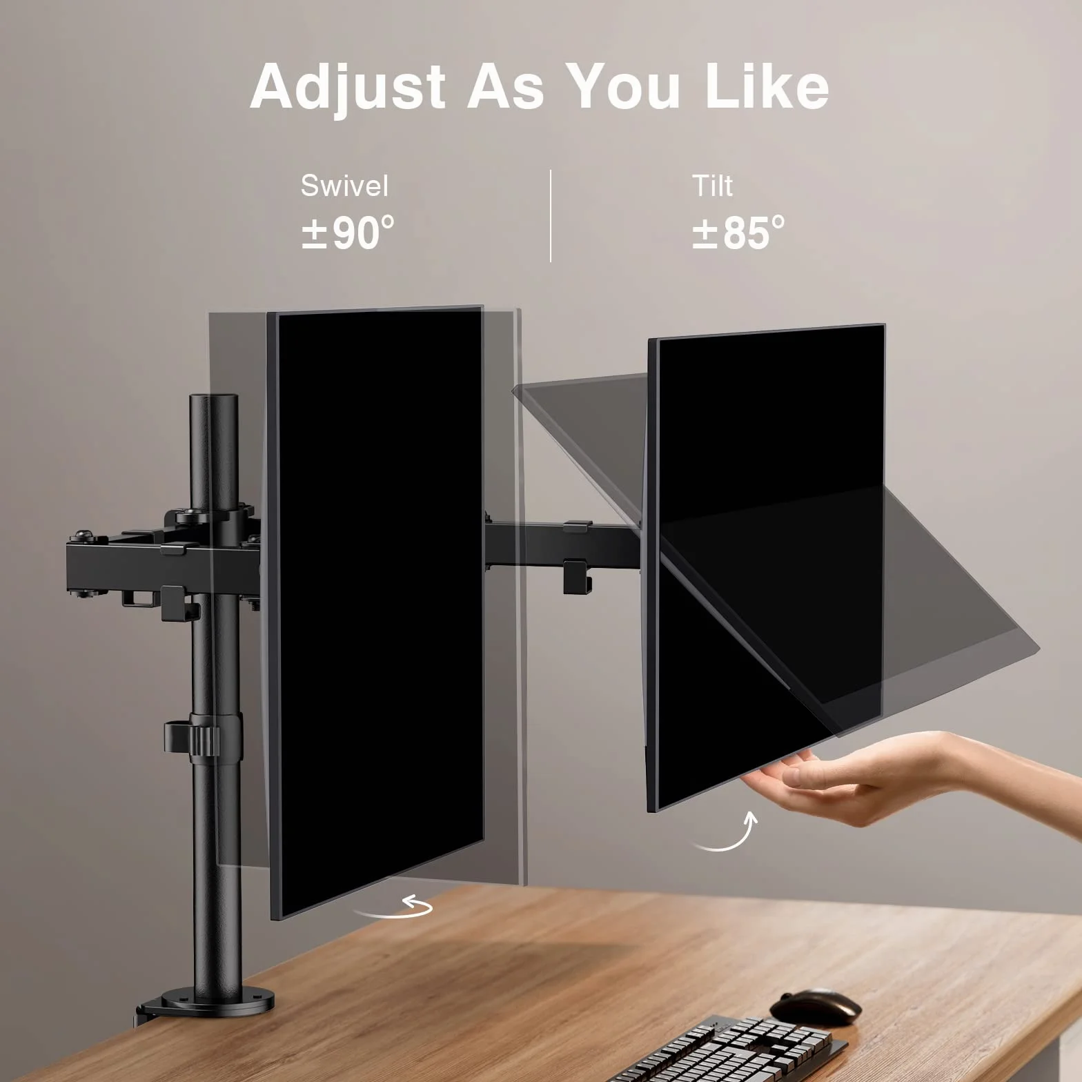 ErGear Soporte 2 Monitores para 13-32" Pulgadas, Brazo Monitor Peso hasta 8KG
