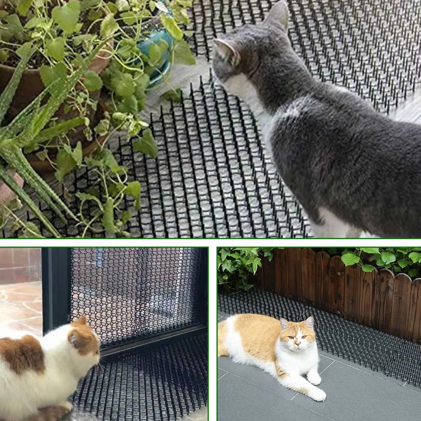 Repelente, 12 Piezas Ahuyentador, Negro Pinchos Anti Gatos, Plástico Repelente Gatos, Auyentar Adecuado para Interior Exterior Césped Jardín Protección de Plantas