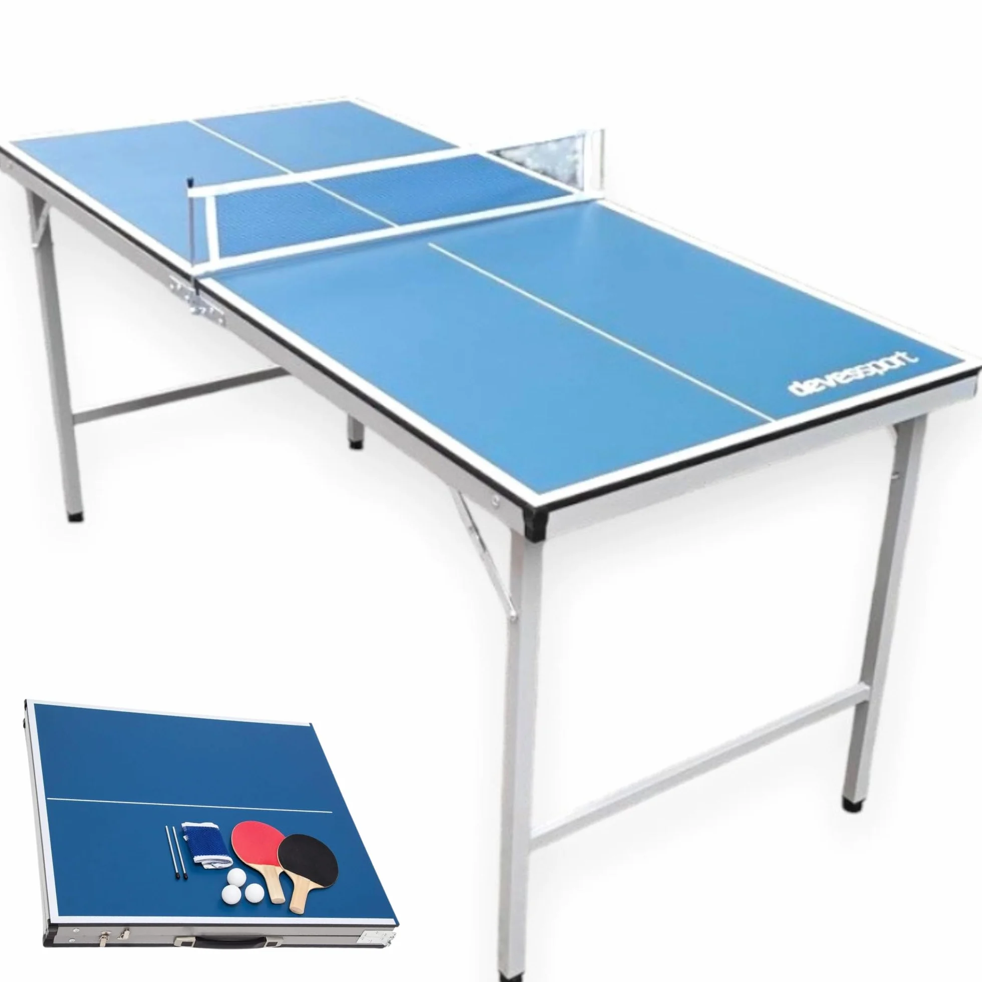 Mesa Ping Pong Infantil 150x67x69 cm Plegable Interior Exterior 2 Raquetas 3 Pelotas Red