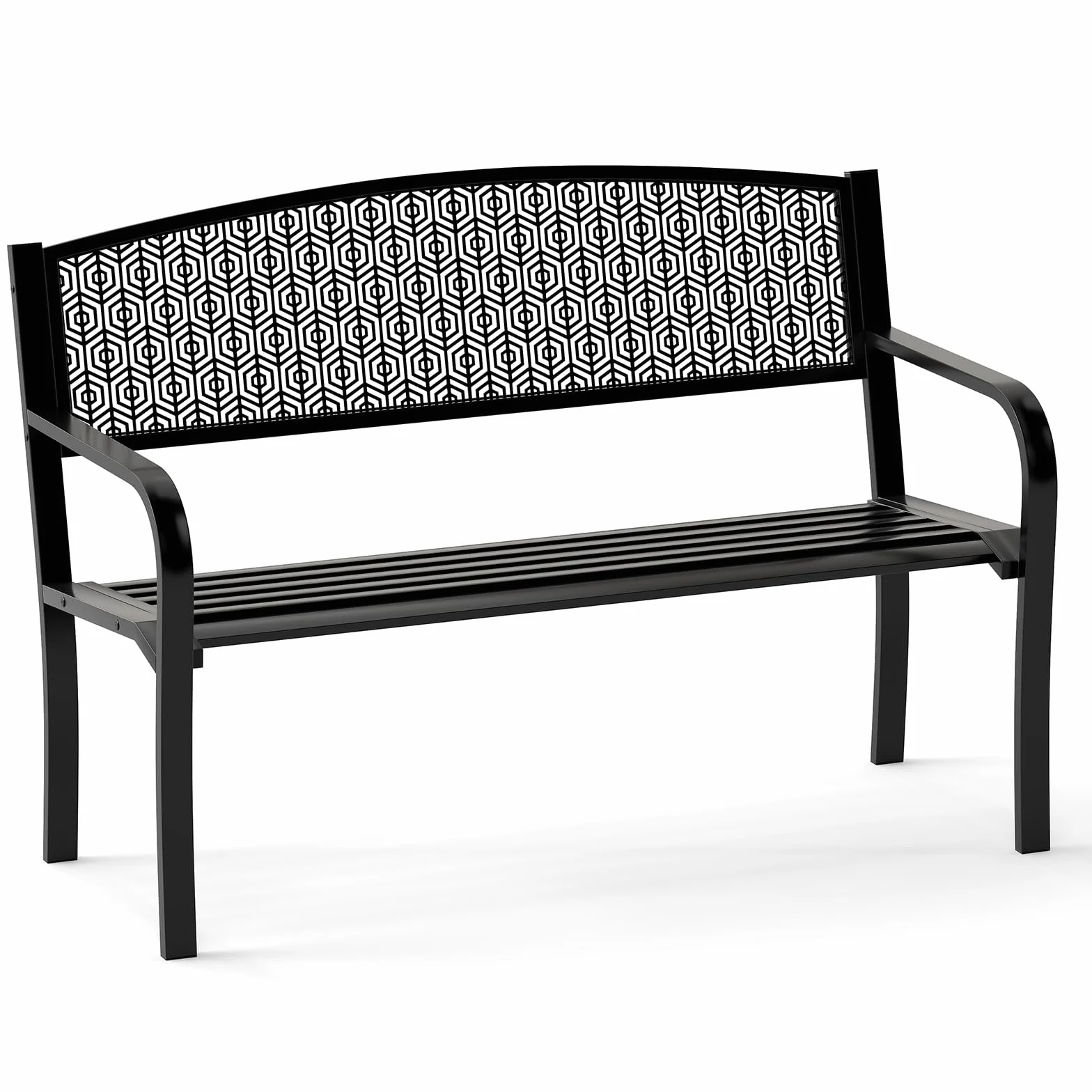 COSTWAY Banco Jardin 2-3 Plazas Metal Exterior 300kg 128x60x86 cm Negro