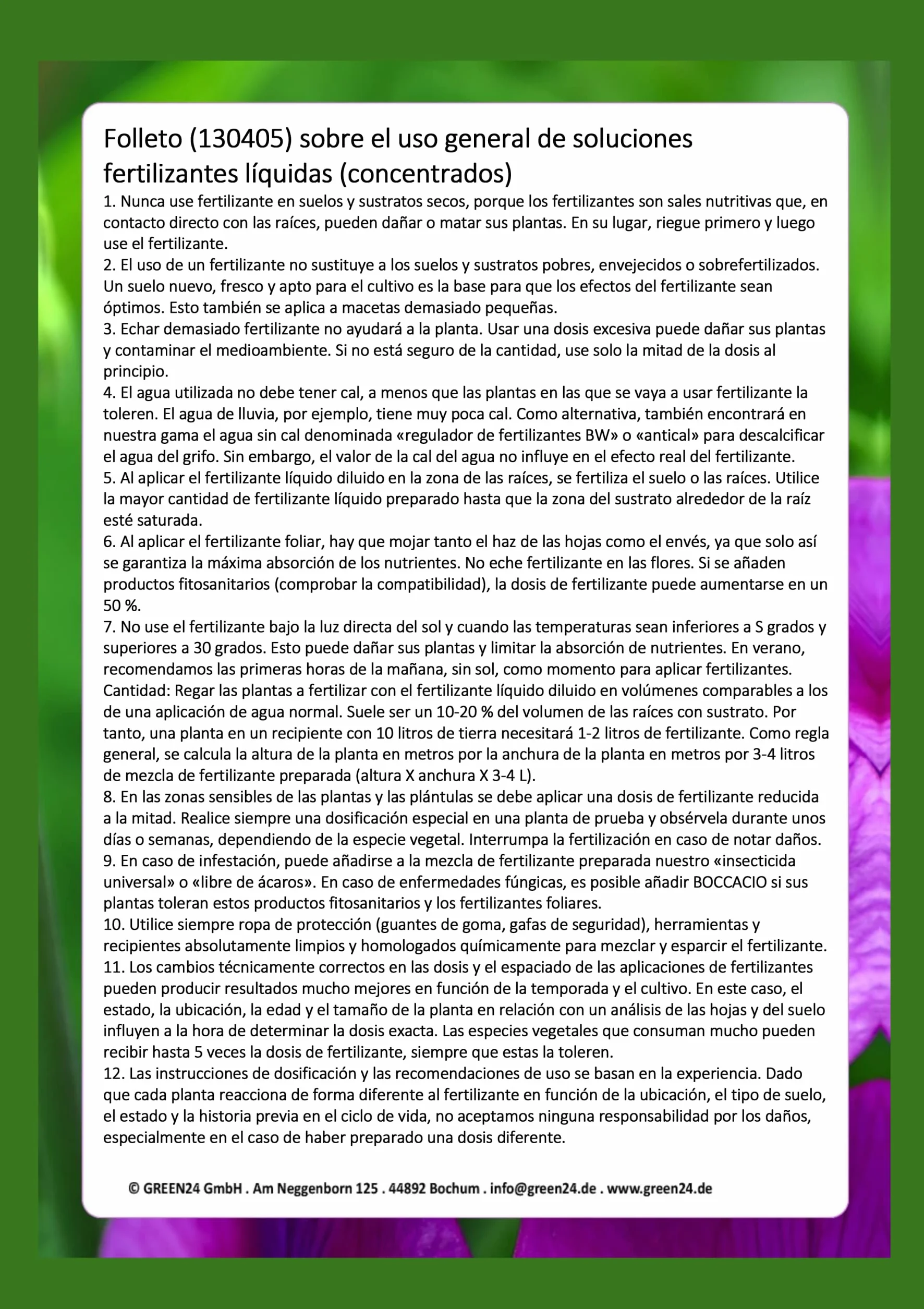 Fertilizante profesional para Spathiphyllum con nutrientes específicamente adaptados a la planta. (250ml)