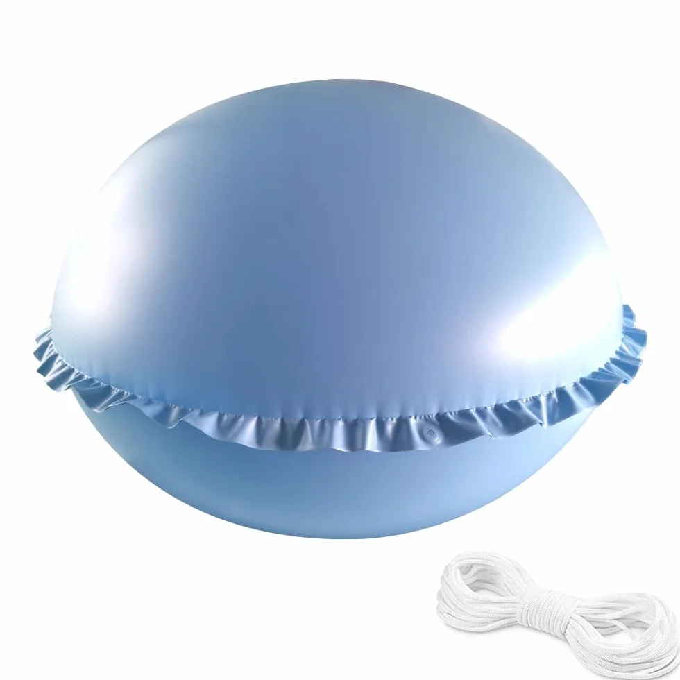 Cojín de piscina de invierno, cojín de piscina redondo XXL 120 x 120 cm, cojín de aire para piscina de invierno, cojín de invierno para piscina con 4 ojales y cuerda de 15 m, cojín de piscina de