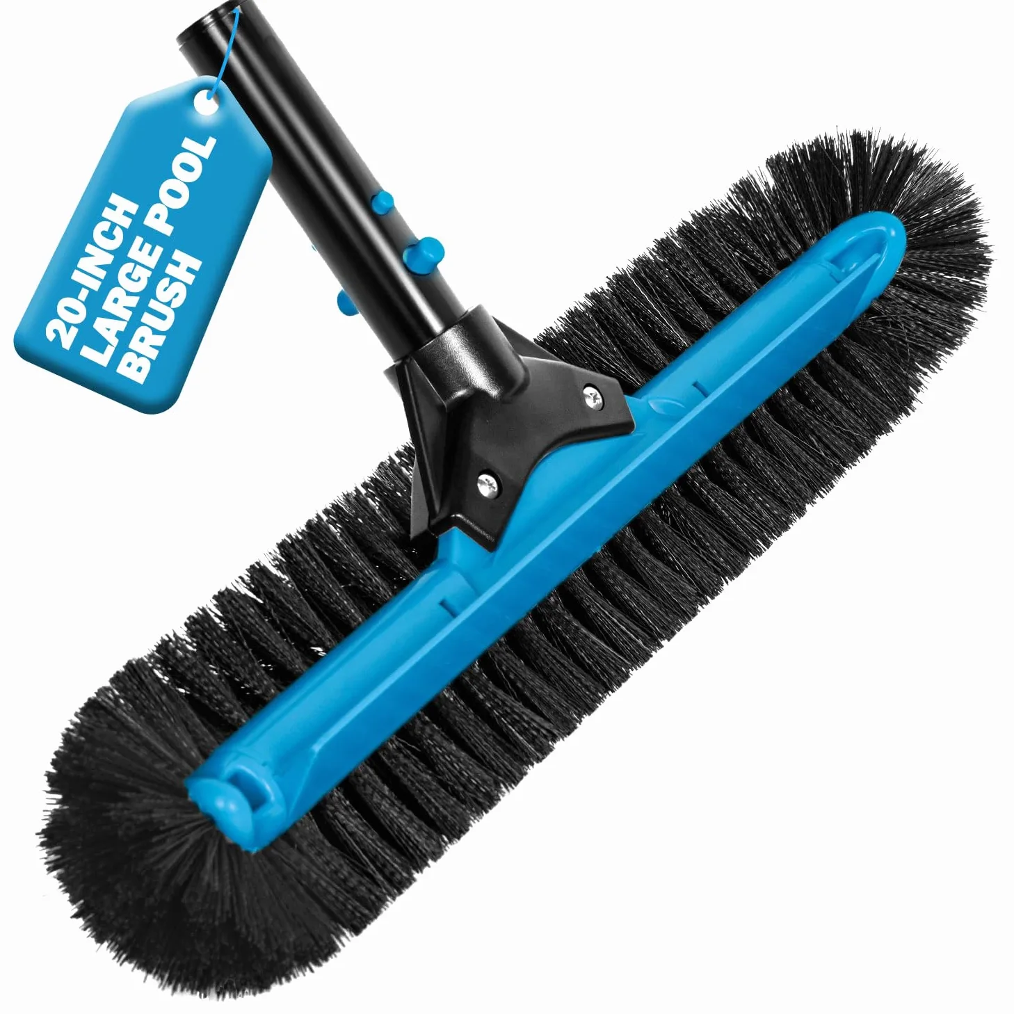 Cabezal de cepillo de piscina de 20 pulgadas de ancho, cepillo de limpieza de piscina resistente con cerdas de 12 filas, cepillos de piscina enterrados/superiores con extremos curvos, azul