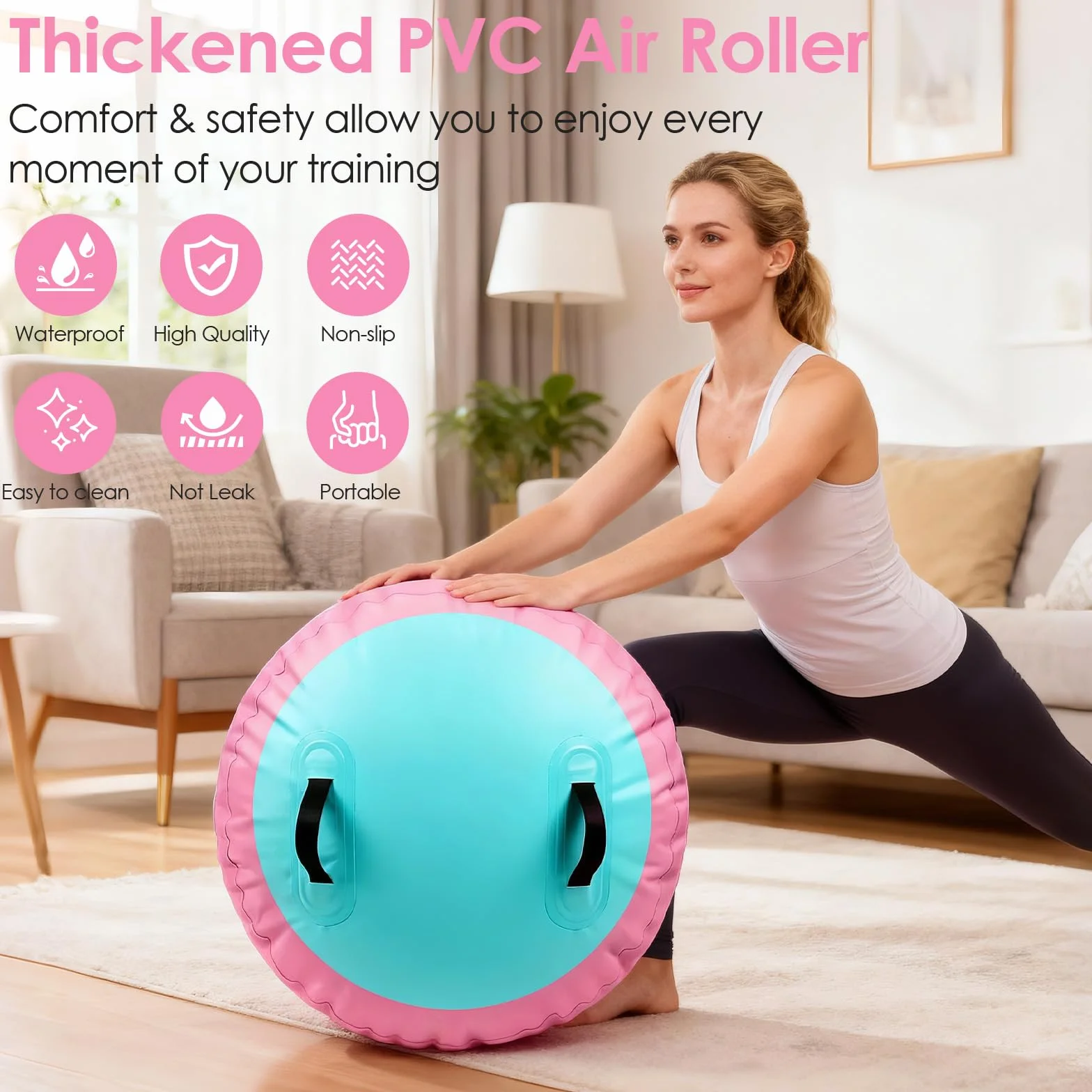 Diealles Shine Air Roll Hinchable 100x60cm Gimnasia Rollo Inflable con Bomba Eléctrica y Bolsa